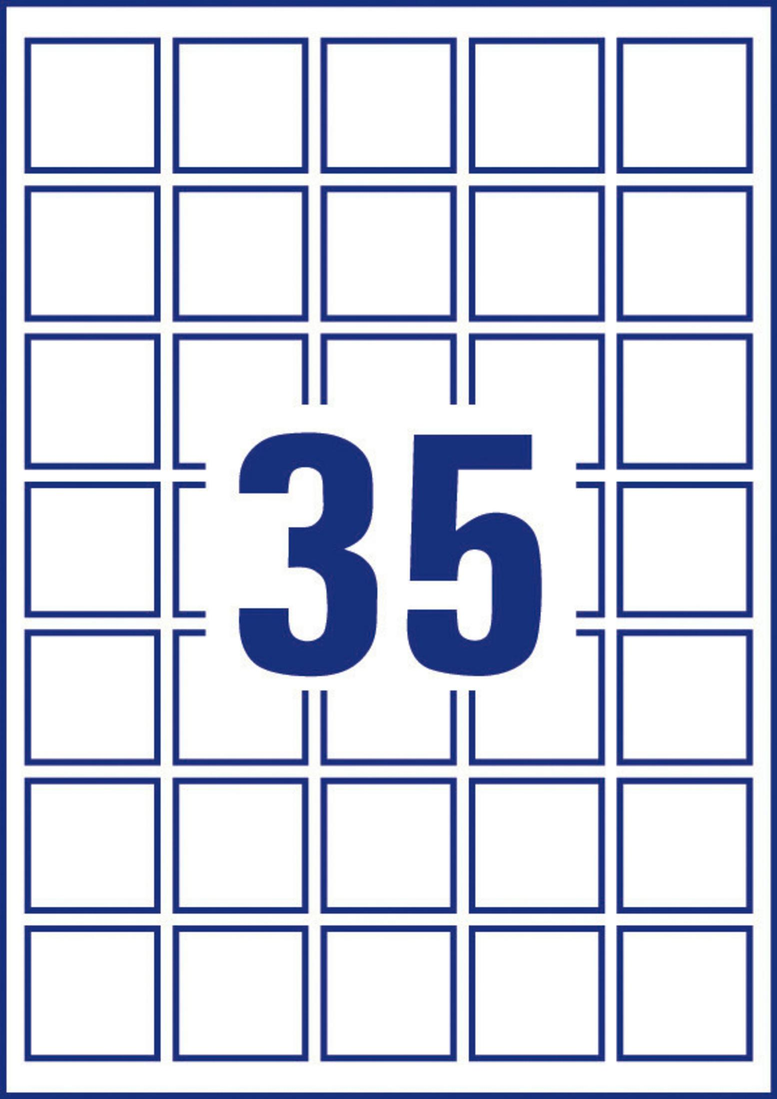 Ein Raster aus Quadraten mit der Zahl 35 in der Mitte.