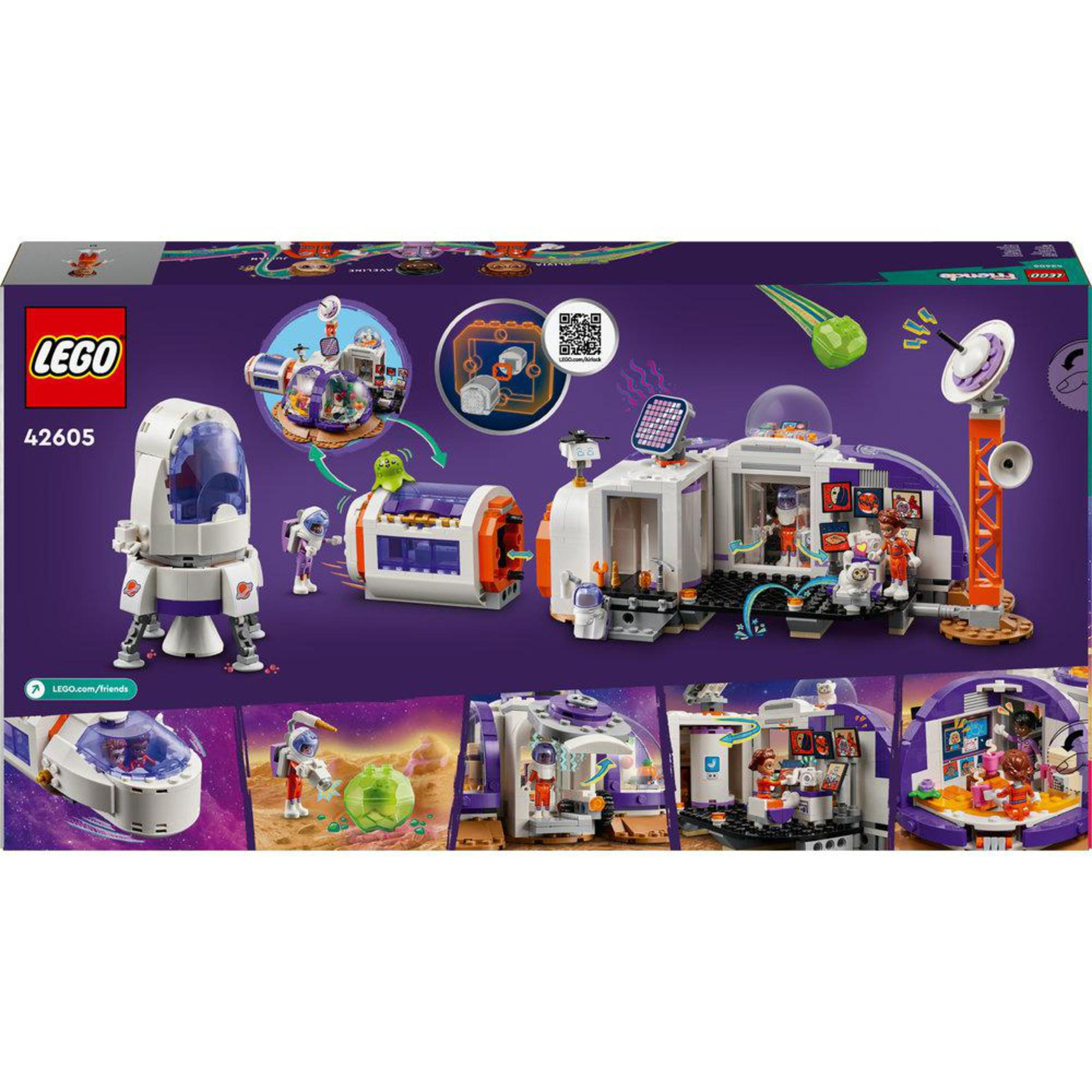 LEGO Friends setdoos, met afbeeldingen van een ruimtestation en mensen.