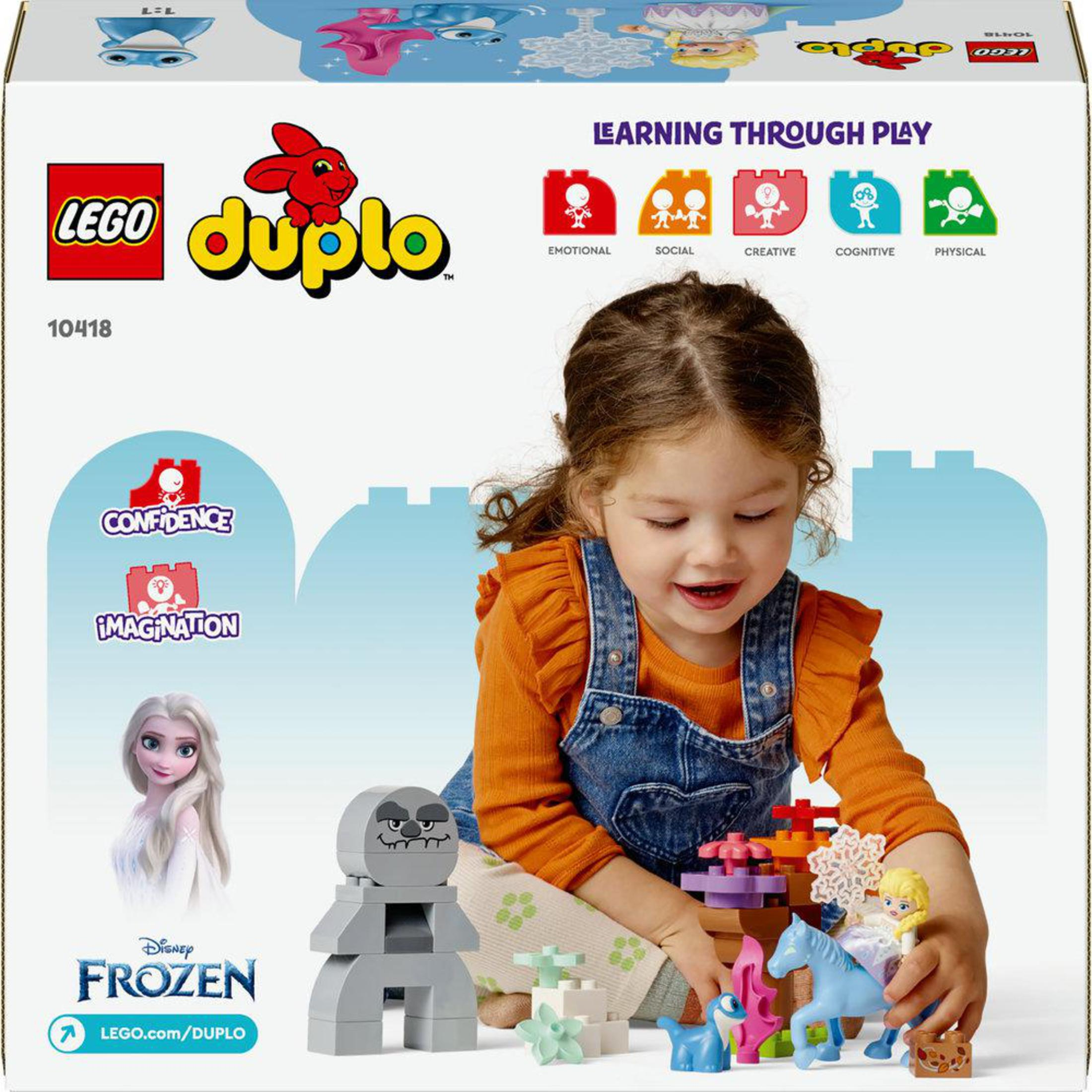 Pudełko Lego Duplo. Mała dziewczynka z klockami Lego. Motyw Disney Frozen.