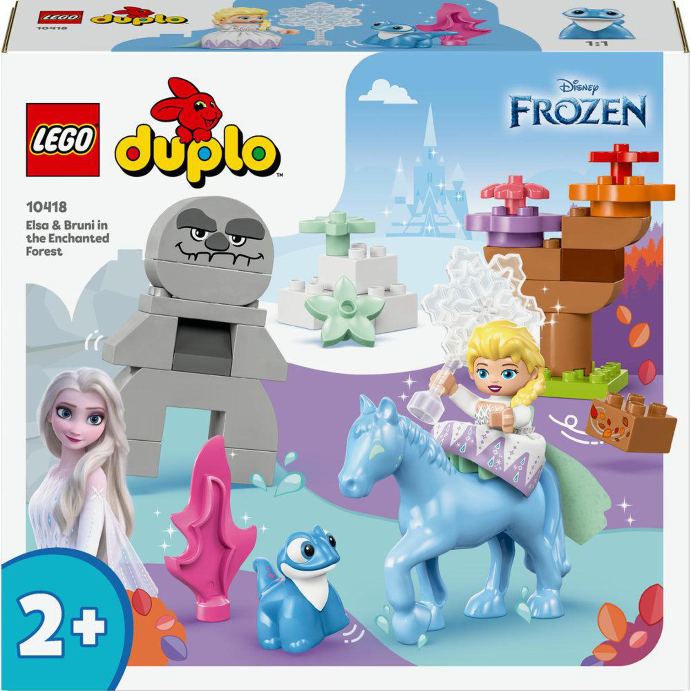 Zestaw Lego Duplo Frozen. Figurki Elsy i Bruniego, zamek, koń i inne elementy. Kolorowe pudełko.