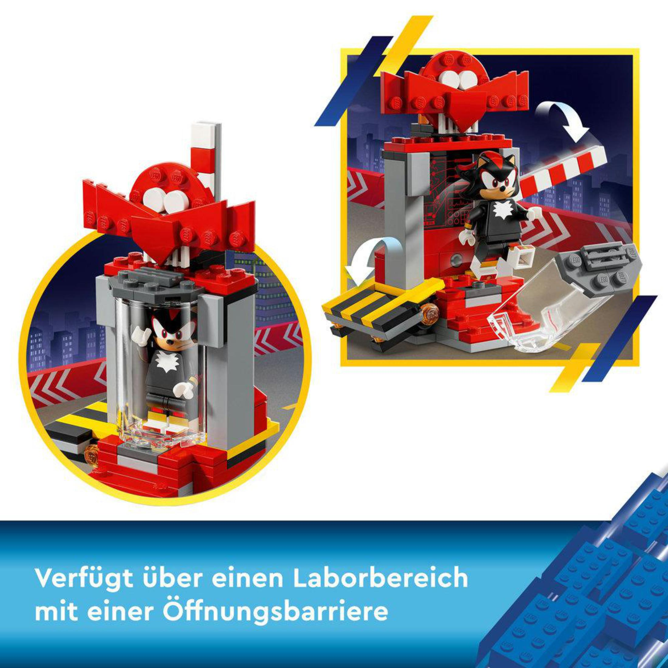 LEGO Sonic the Hedgehog Set mit Laborbereich und Shadow-Figuren.