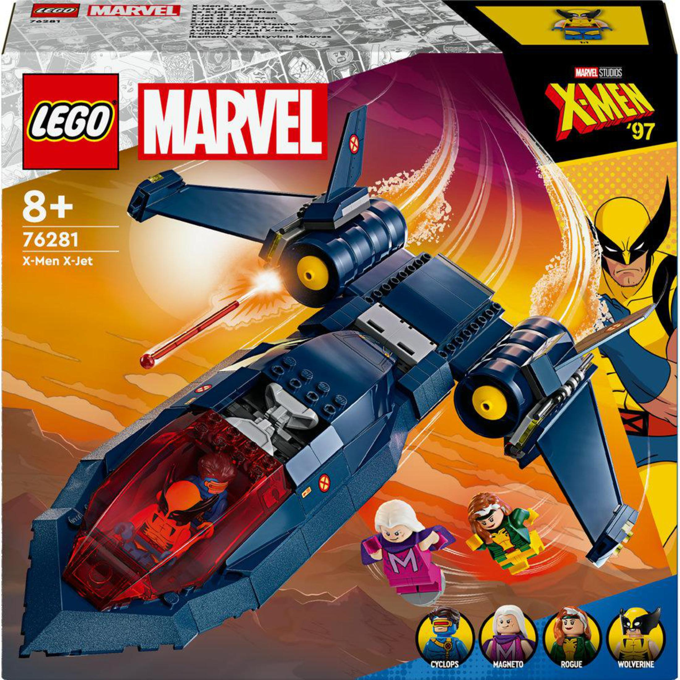 Lego Marvel X-Men '97 Set-Box mit X-Men-Jet und Figuren.