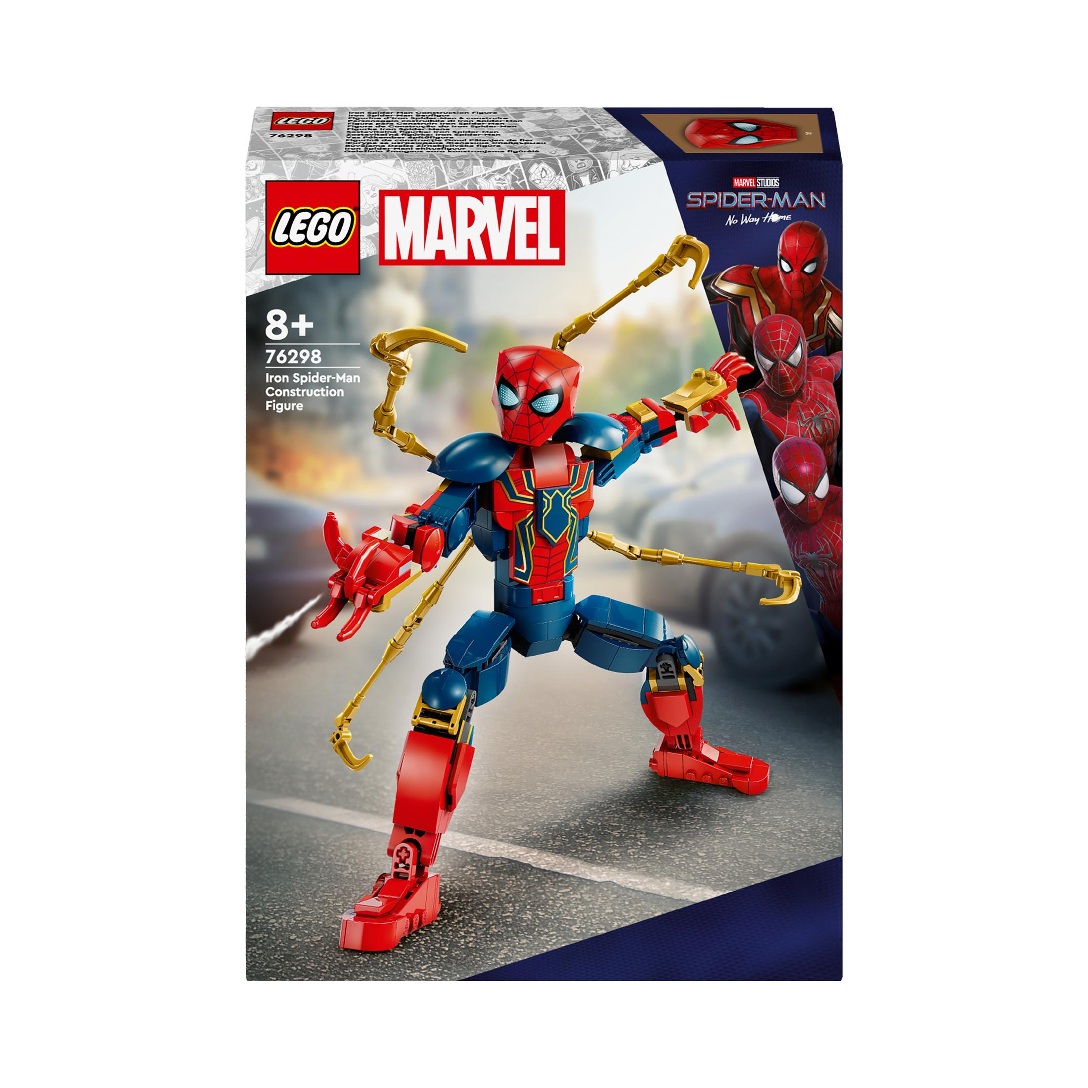 Zestaw Lego Iron Spider-Man. Figurka jest w dynamicznej pozie.