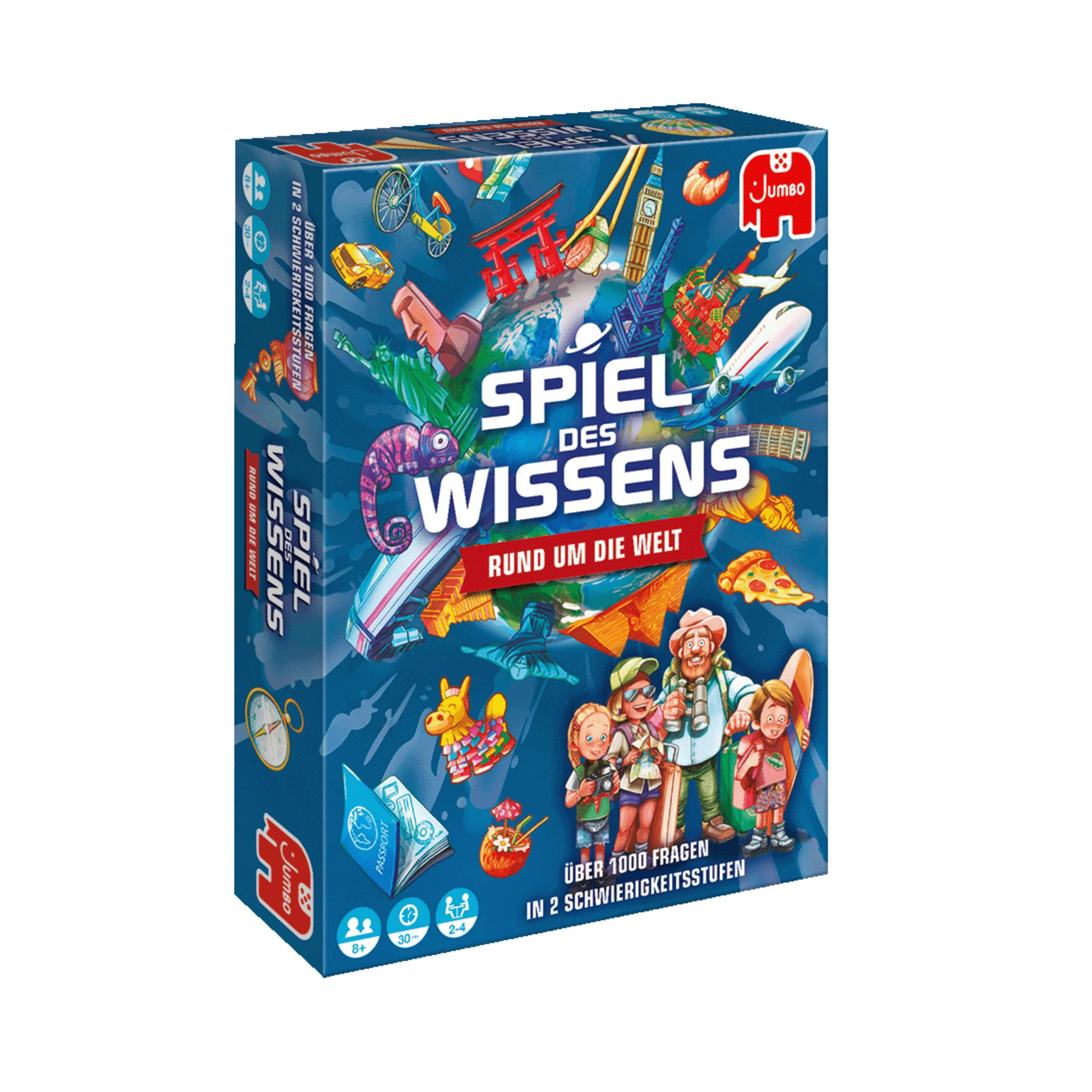 Eine Brettspielschachtel mit buntem Design. Die Schachtel zeigt Illustrationen von Menschen und Sehenswürdigkeiten.