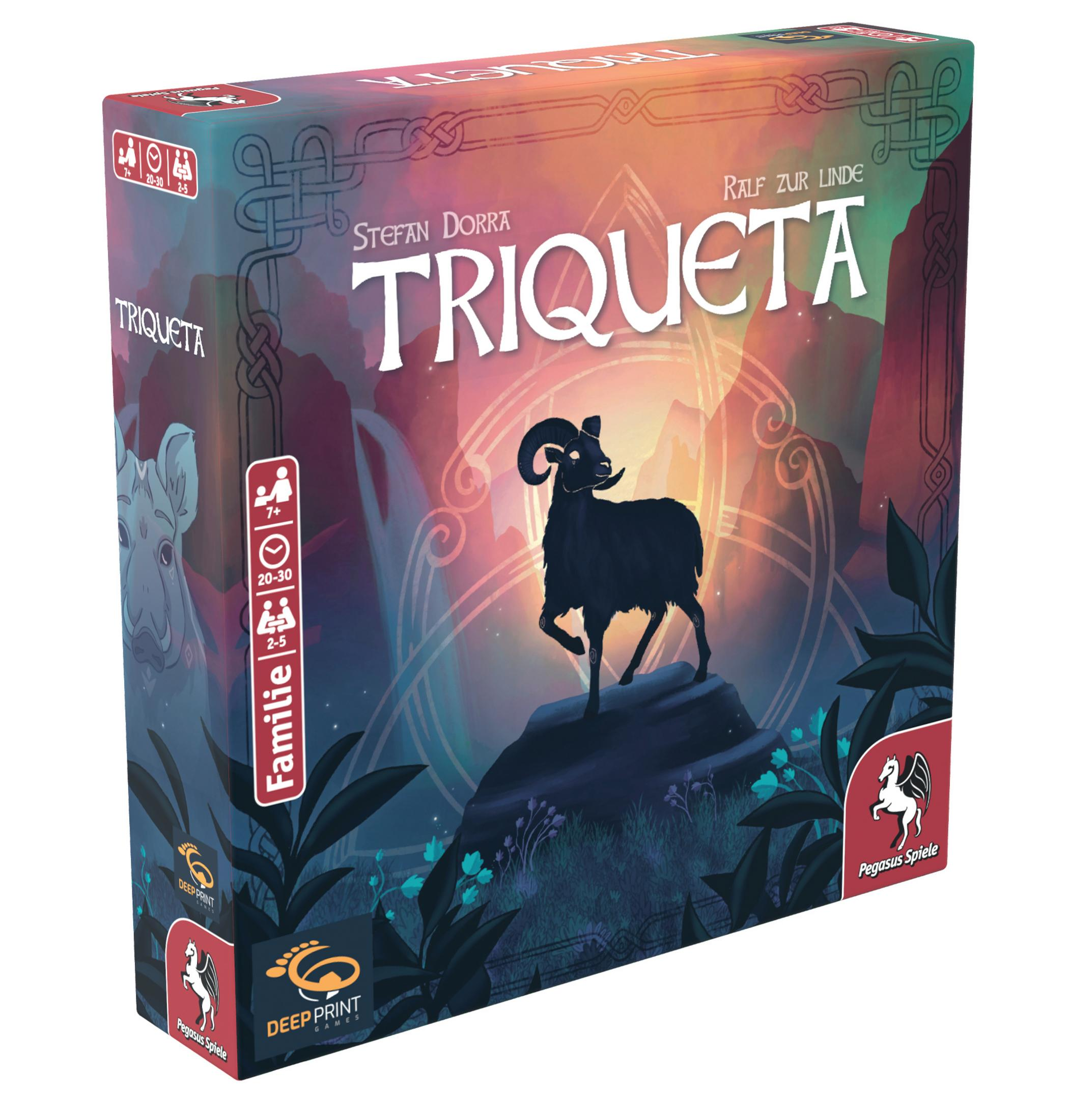 Eine Brettspielbox mit einem Widder auf einem Hügel. Die Box hat den Spieletitel.