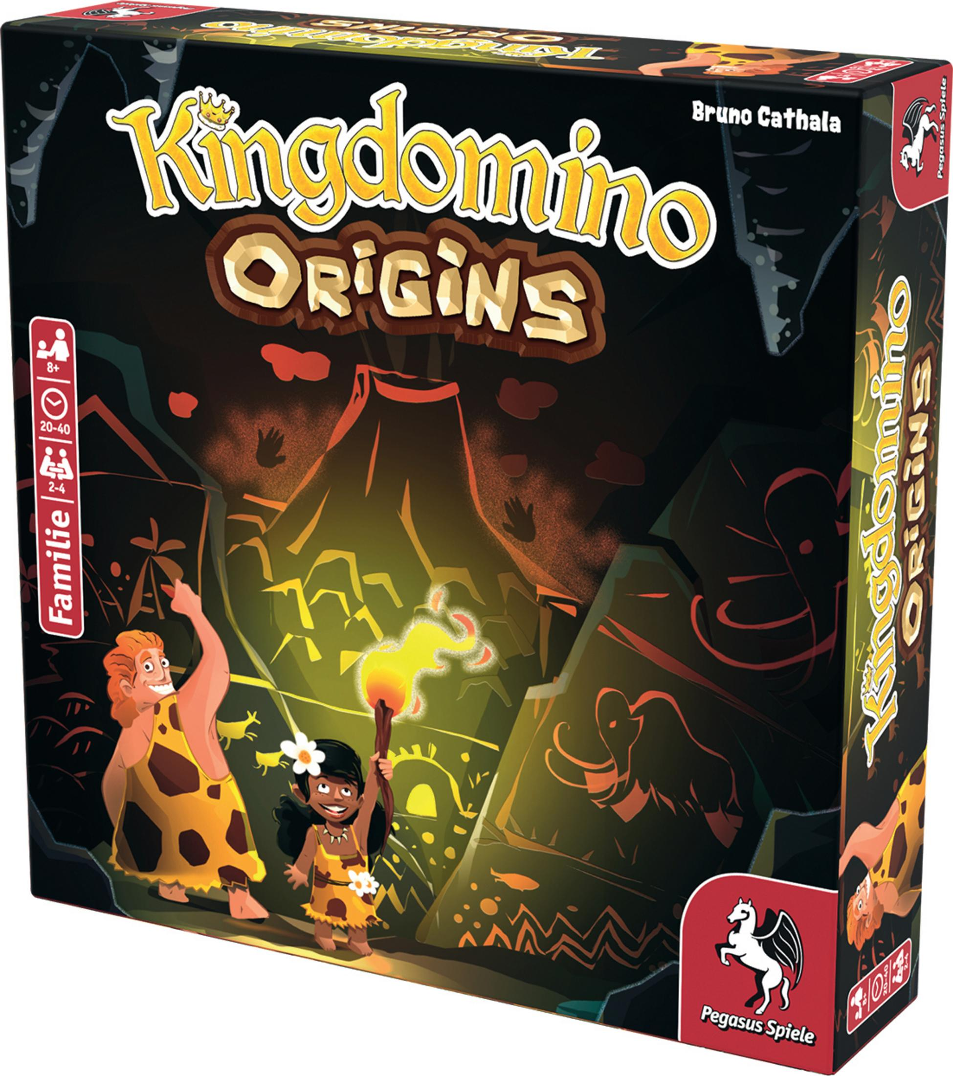 Schachtelkunst für ein Brettspiel, das eine Höhlenszene mit Zeichentrickfiguren zeigt.