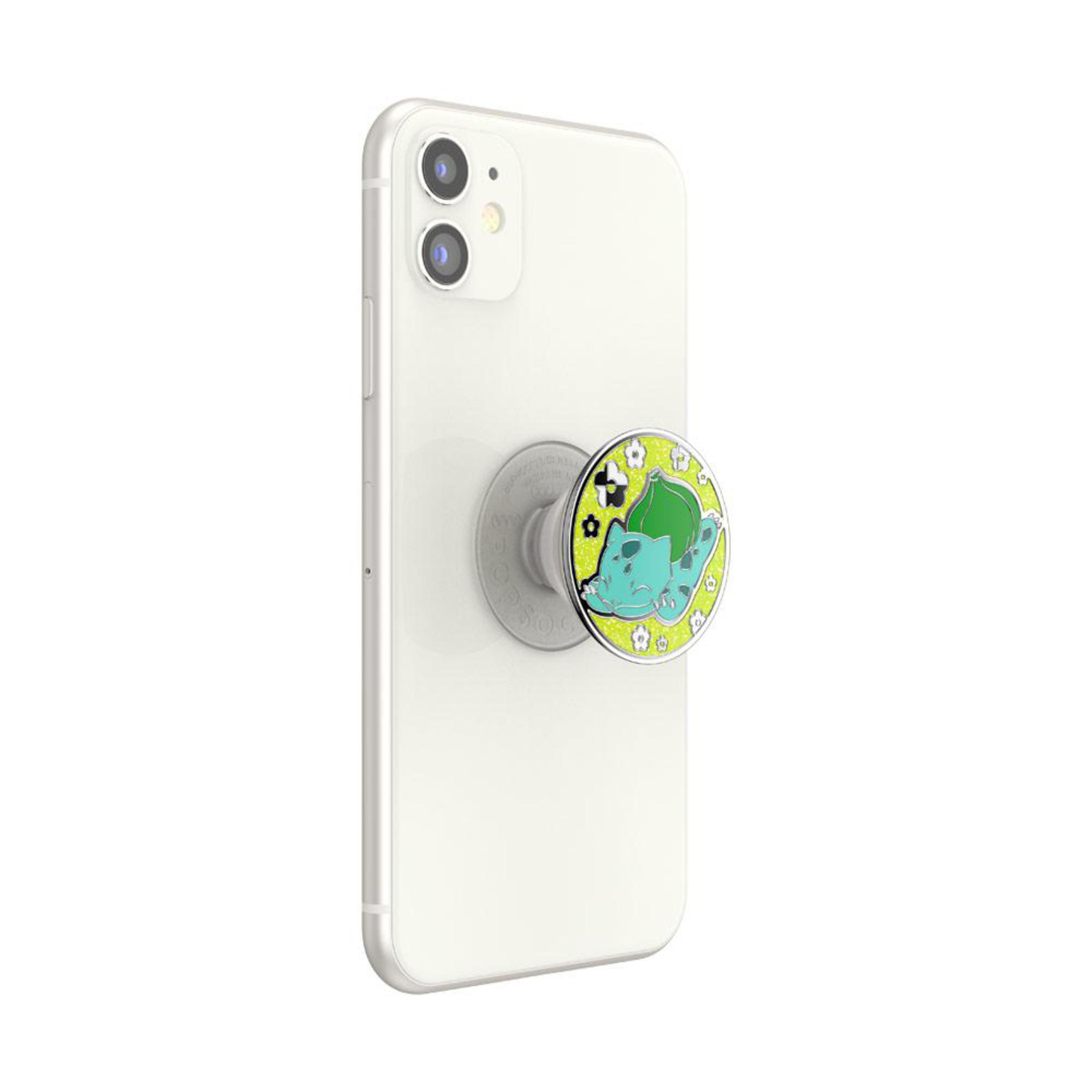 Weißes Telefon mit Bulbasaur PopSocket.