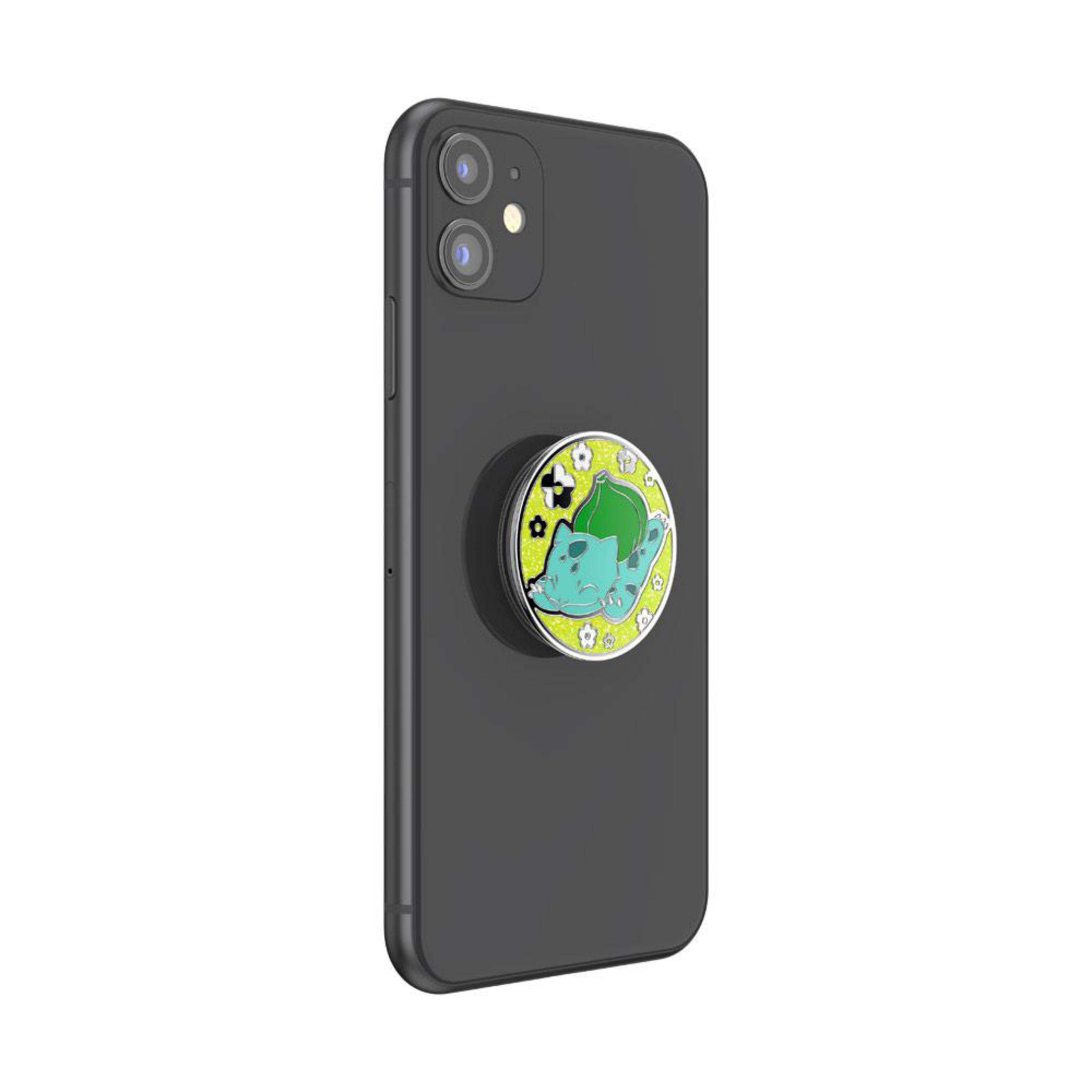 Schwarzes Telefon mit Bulbasaur PopSocket.
