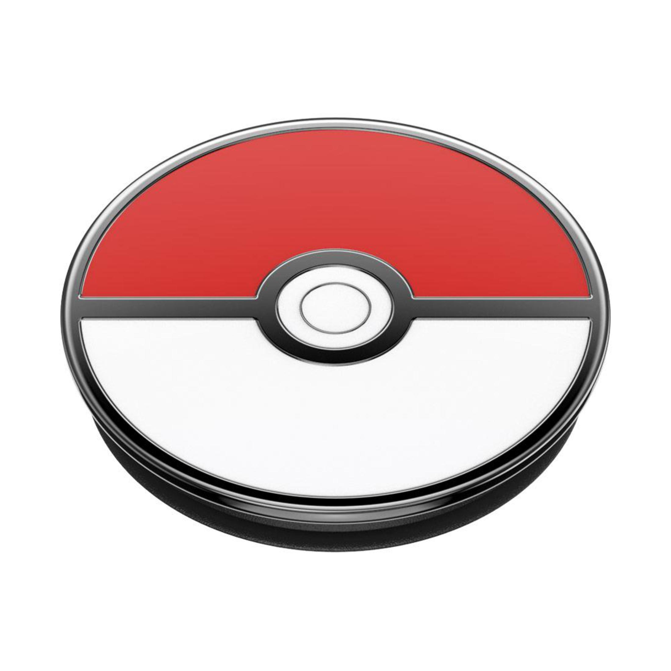 Una Pokeball roja y blanca con un borde negro.