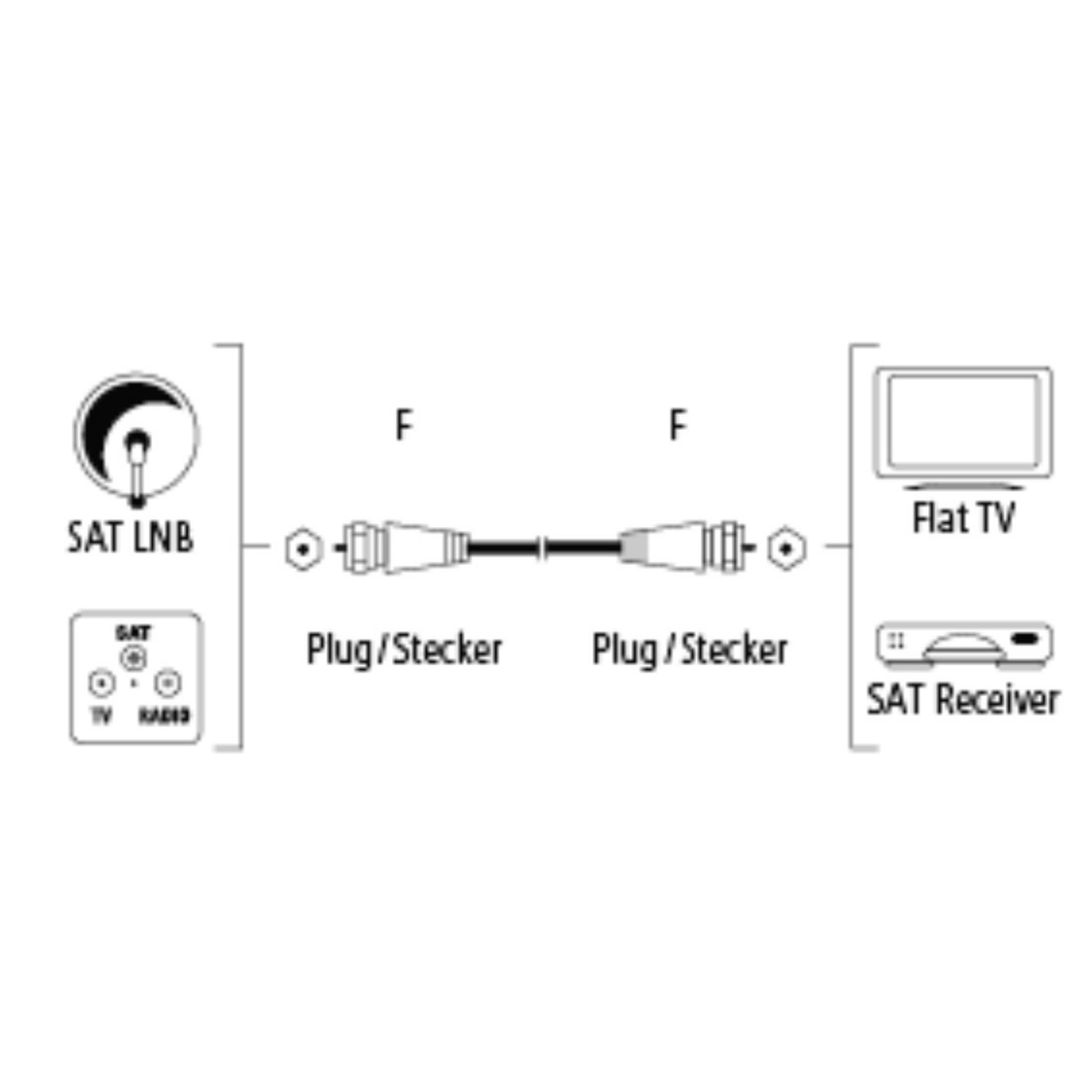 Ein Diagramm, das eine Satellitenverbindung mit Kabeln und Geräten zeigt.