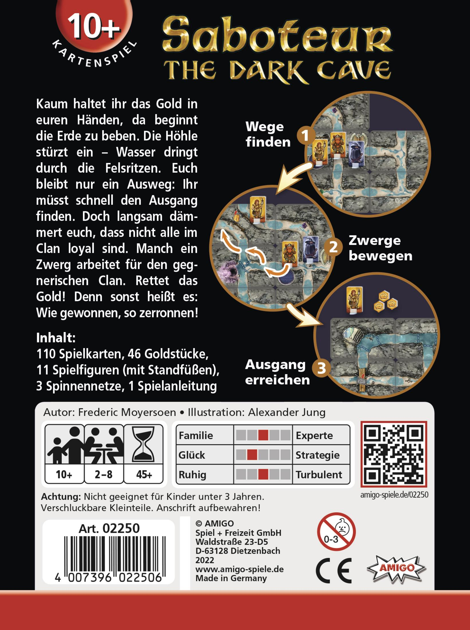 Die Rückseite einer Spielbox mit Spielanweisungen und Bildern des Spielbretts.