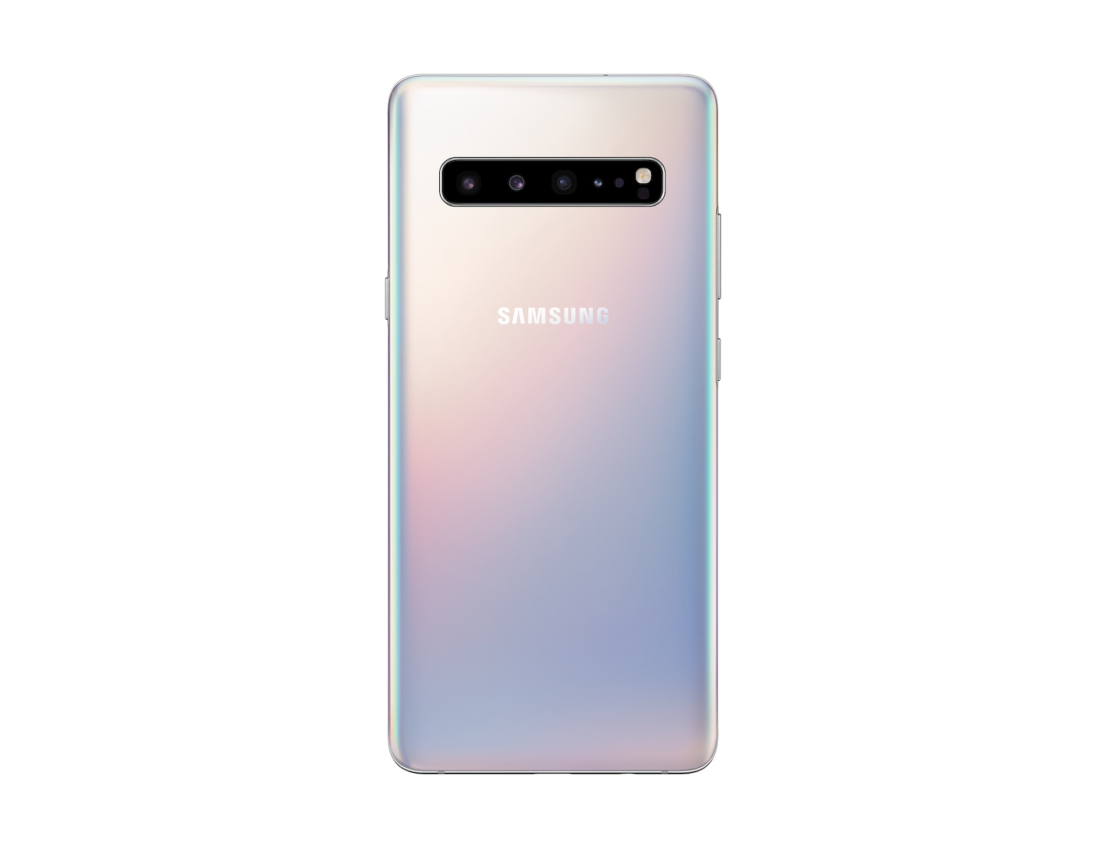 Rückseite eines Smartphones mit mehreren Kameras auf weißem Hintergrund.