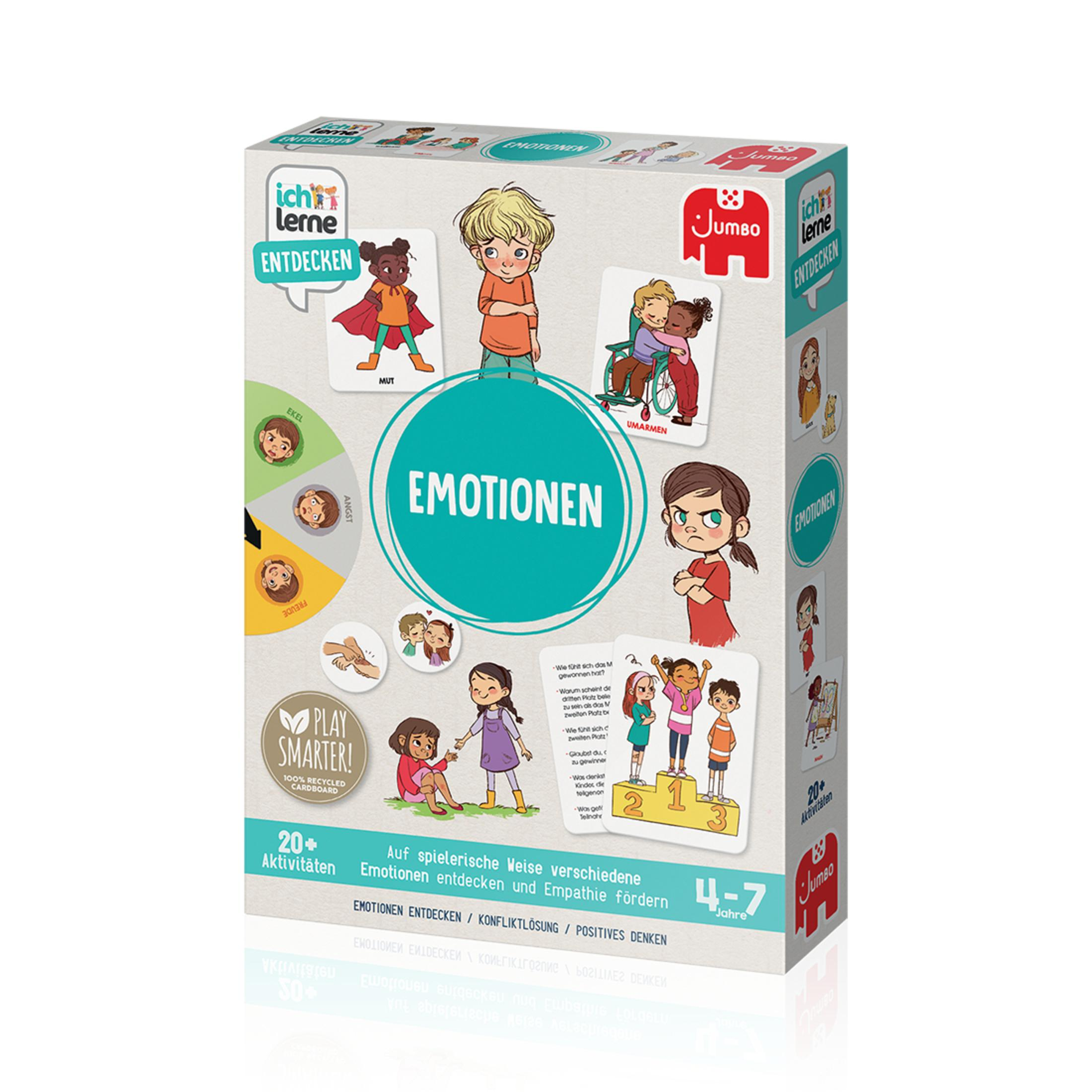 Scatola del gioco 'Emozioni', con immagini di bambini e emozioni.