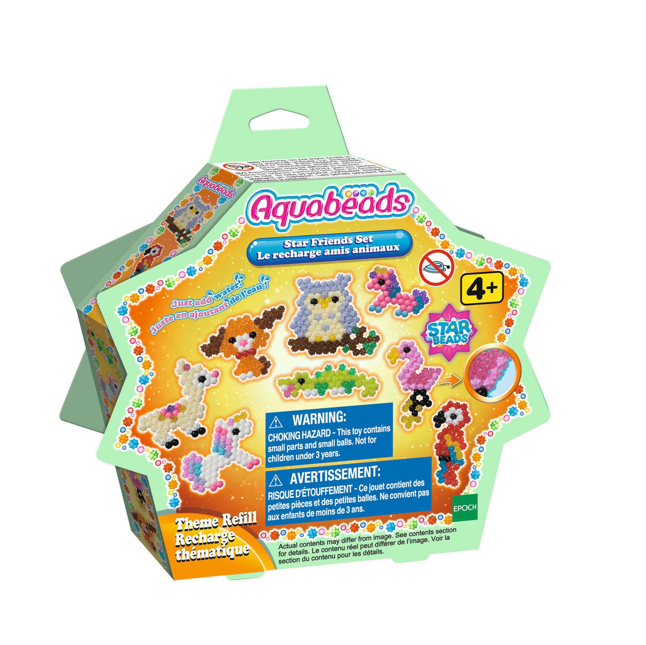 Aquarelle Star Friends Set mit Tierperlen und Text 'Aquabeads' und 'Star Beads'.