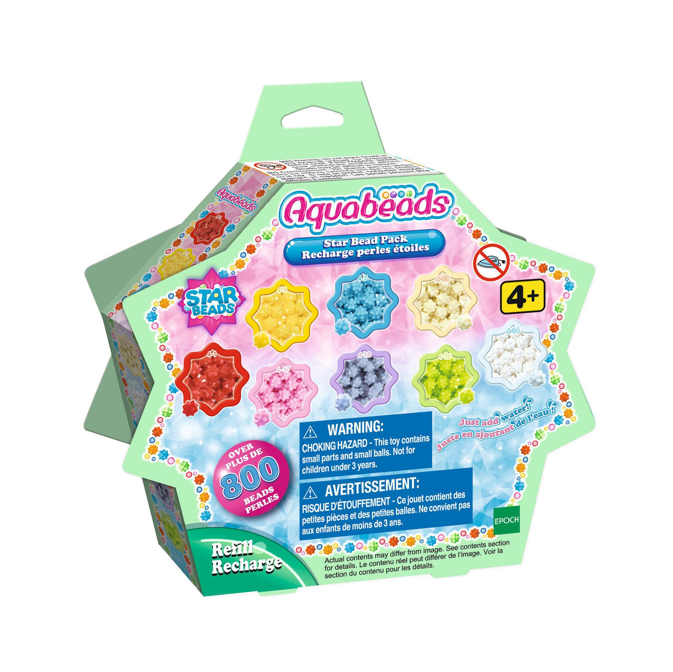 Scatola Aquabeads Star Bead Pack con perline a stella colorate e istruzioni.