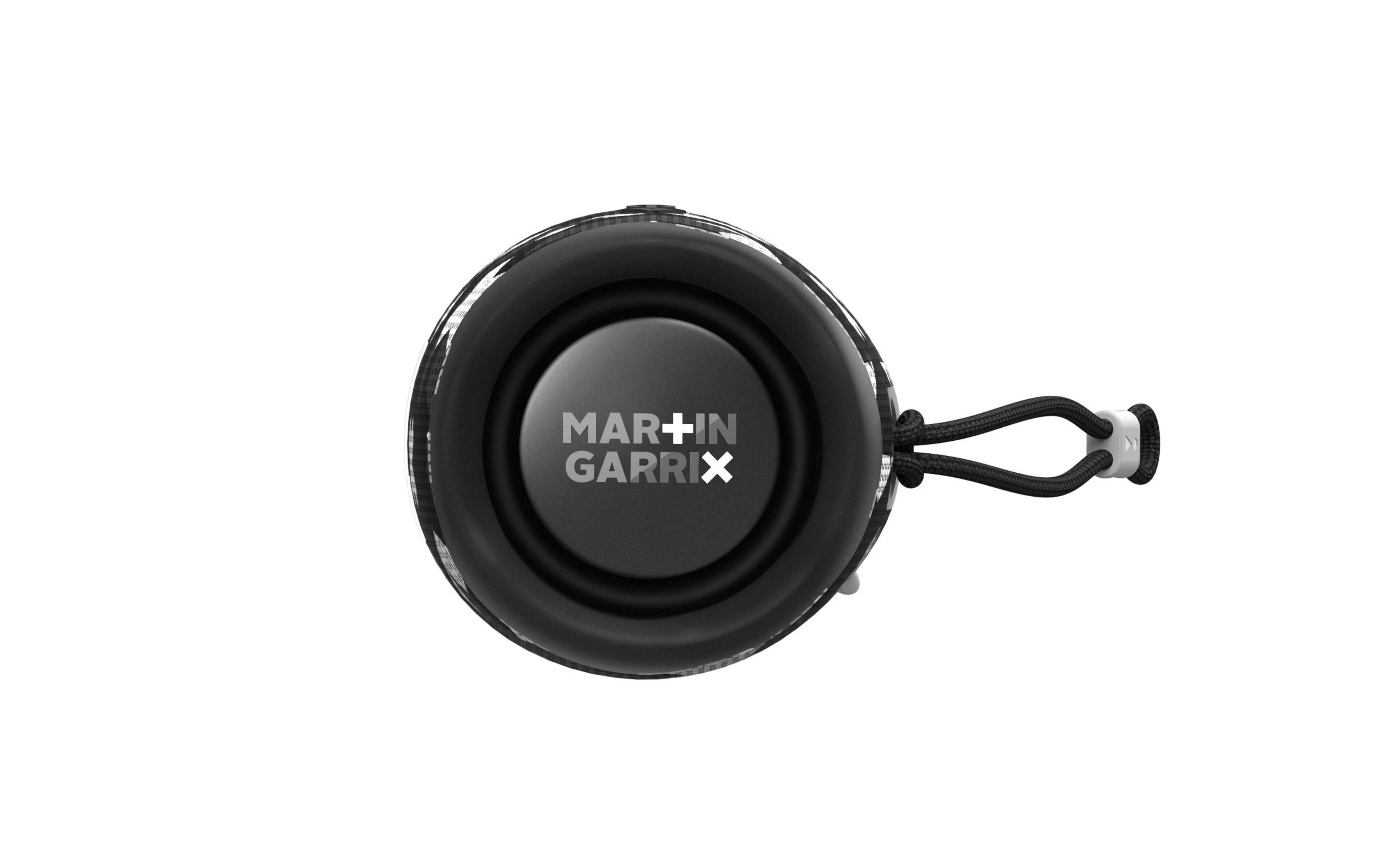 Czarny, okrągły głośnik z napisem "MAR+IN GARR!X".