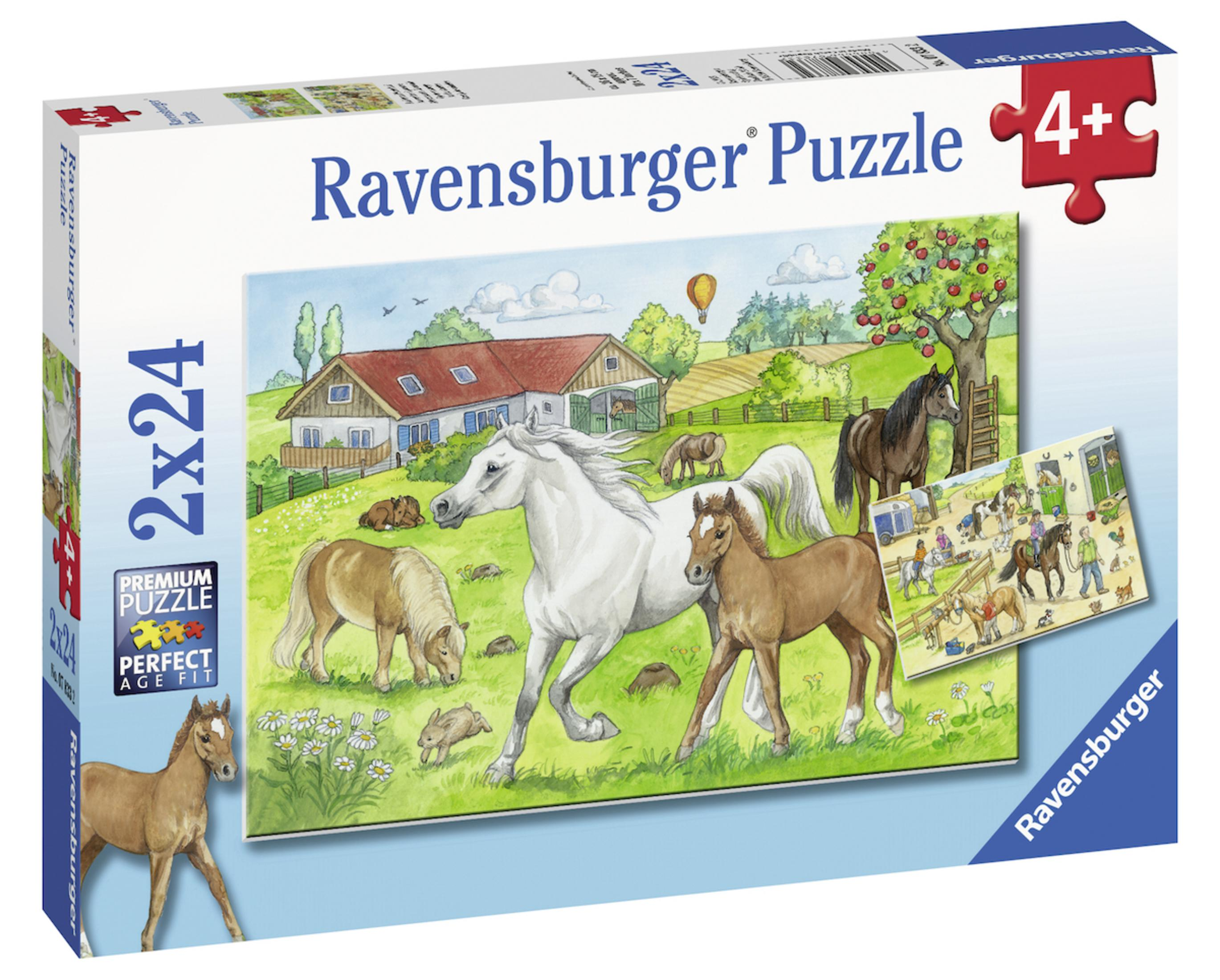 RAVENSBURGER À la ferme équestre (2x24) Puzzle pour enfants