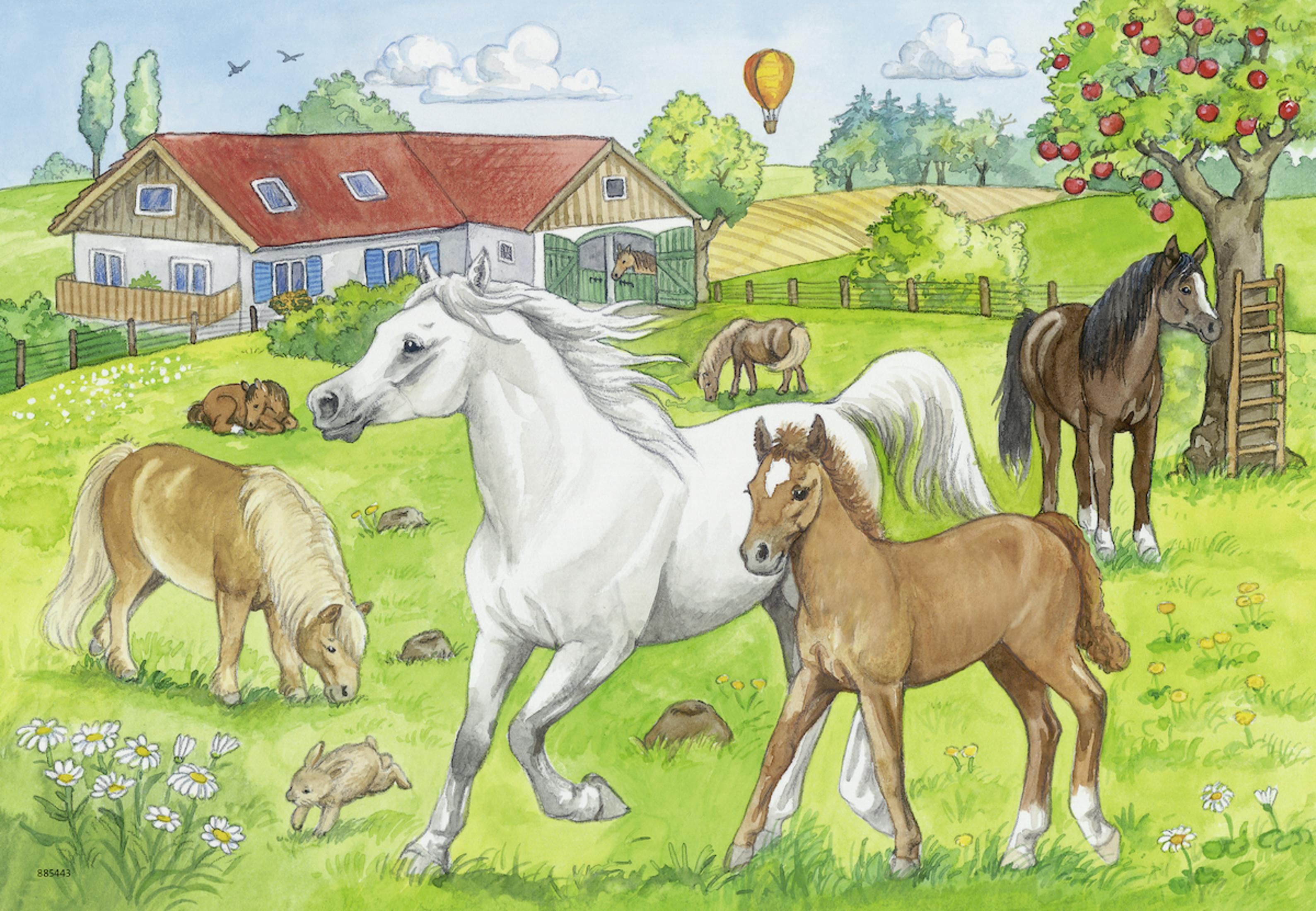 RAVENSBURGER À la ferme équestre (2x24) Puzzle pour enfants