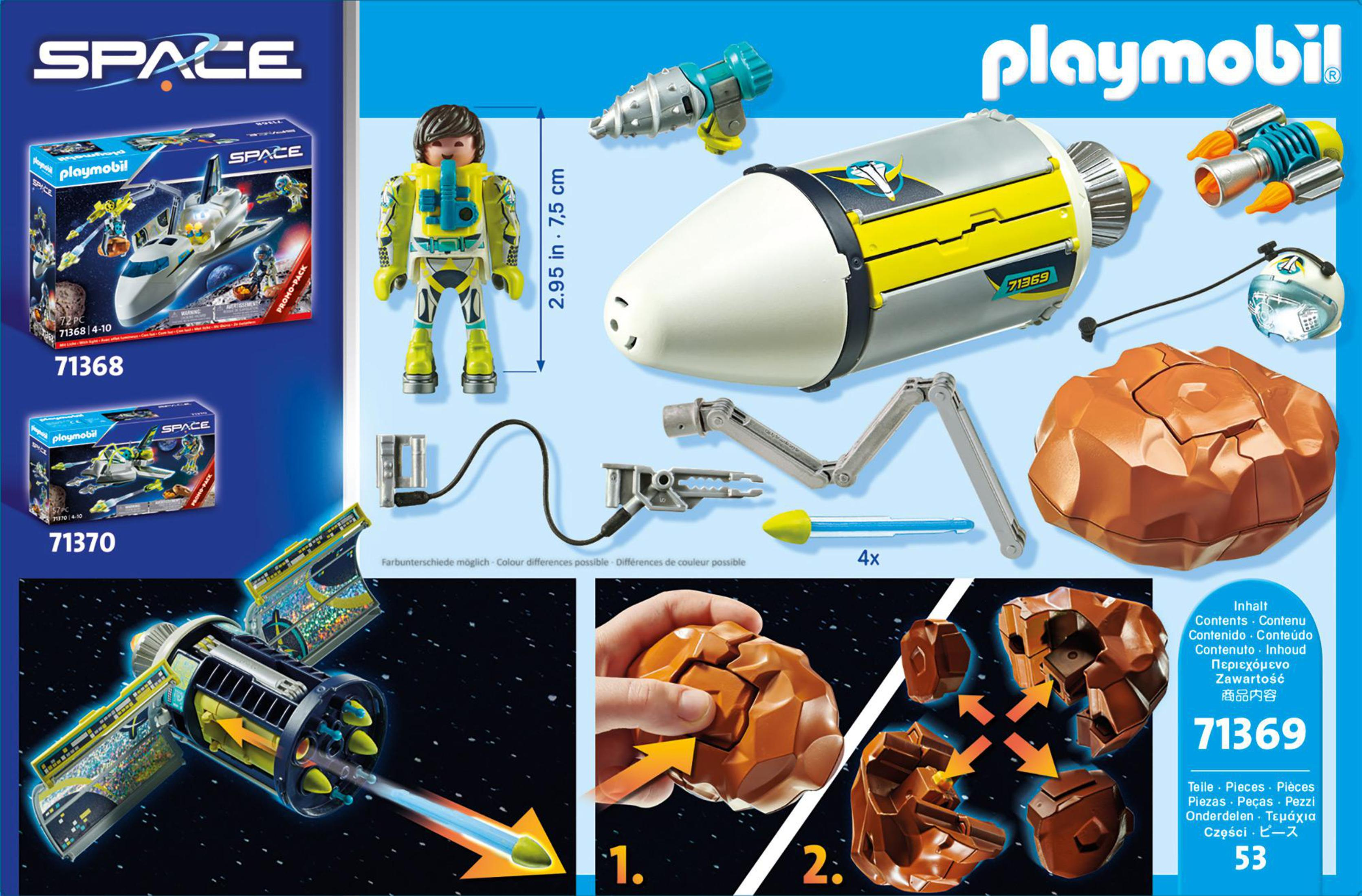 Playmobil Space Set mit Shuttle, Astronaut und verschiedenen Weltraumartikeln.