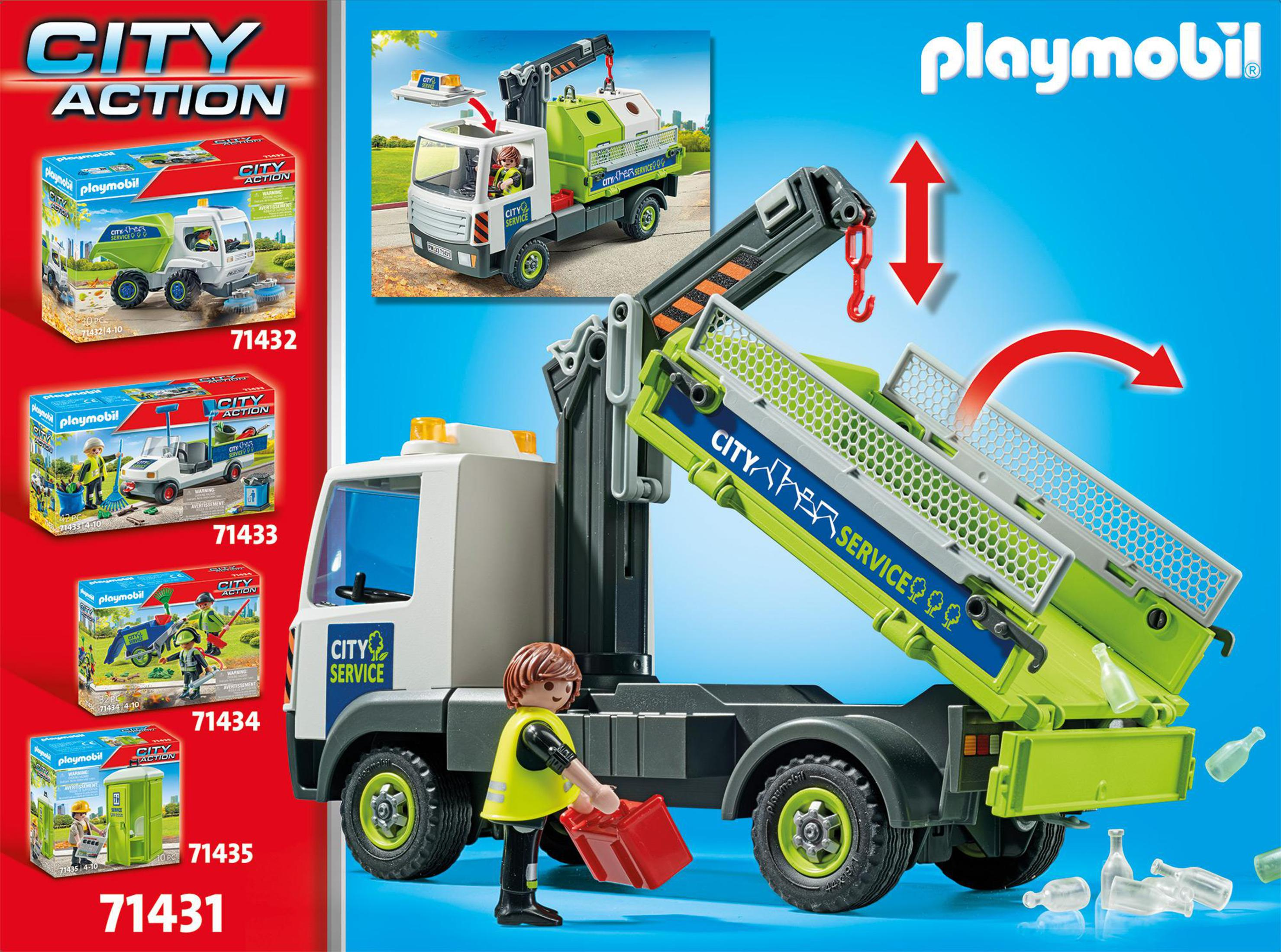 Juguete de camión Playmobil City Action. Un camión cargando un contenedor.