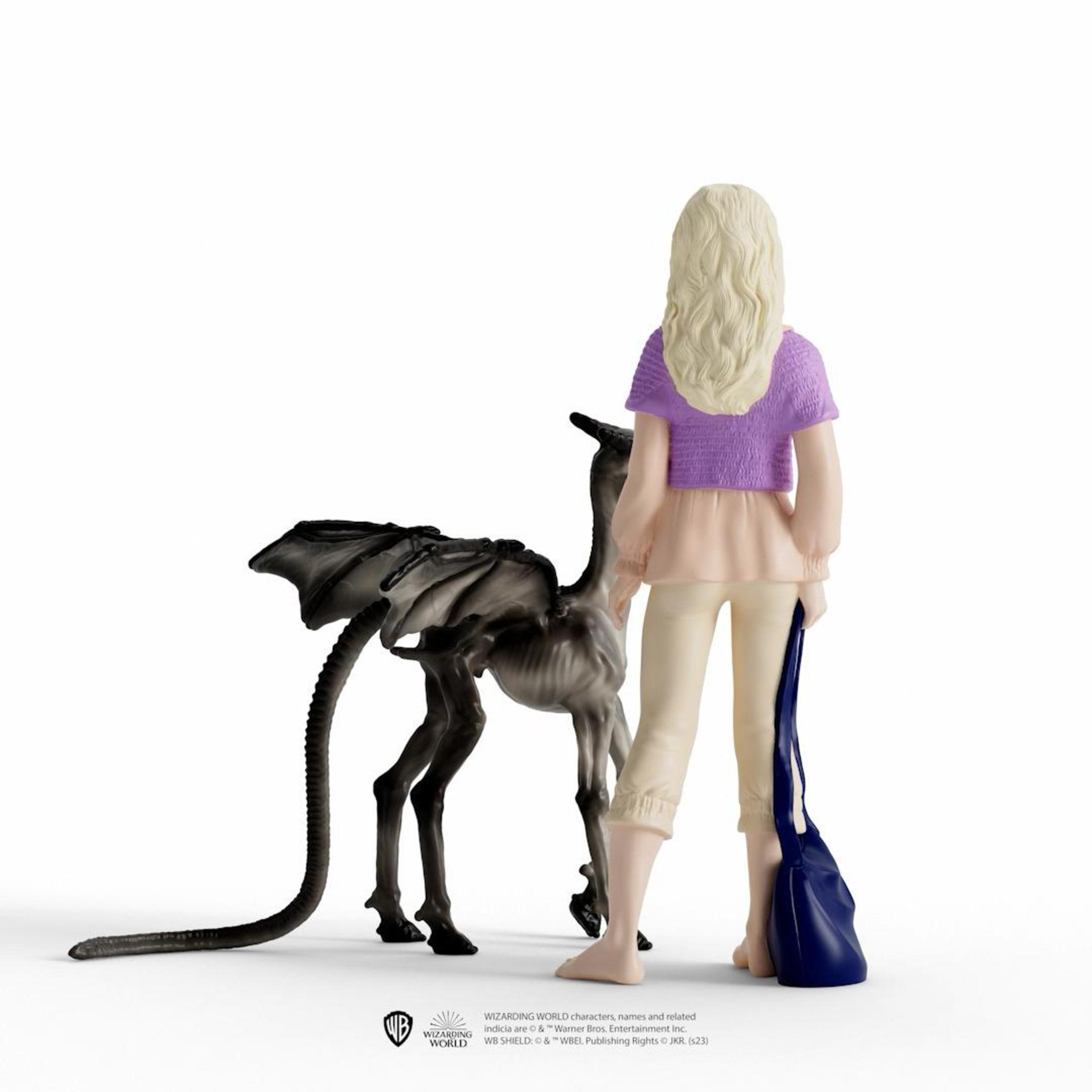 Figura di una persona con una creatura simile a un drago. Sfondo bianco.