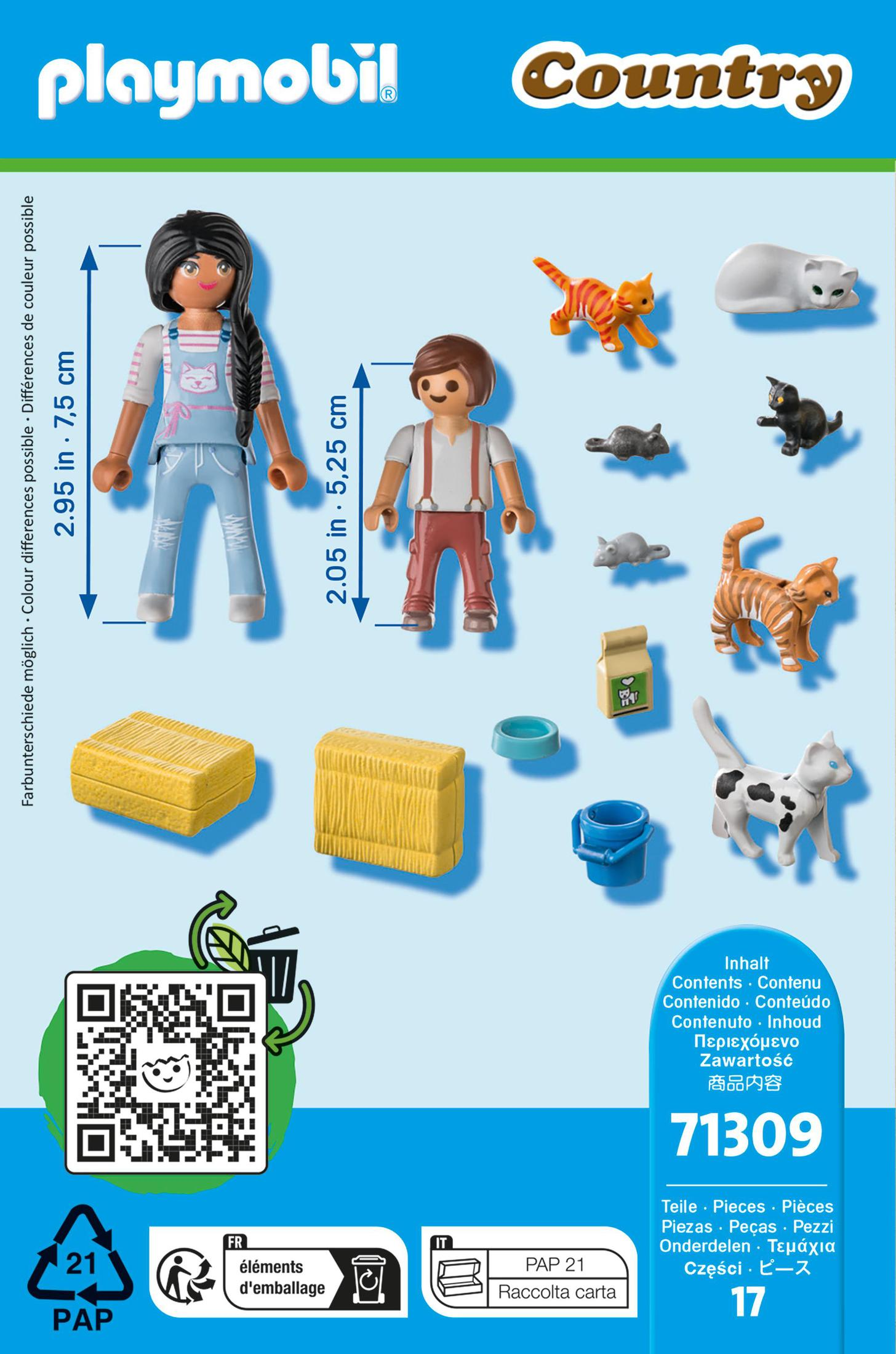 Playmobil Country Set-Box mit Figuren, Tieren und Zubehör, inklusive QR-Code.