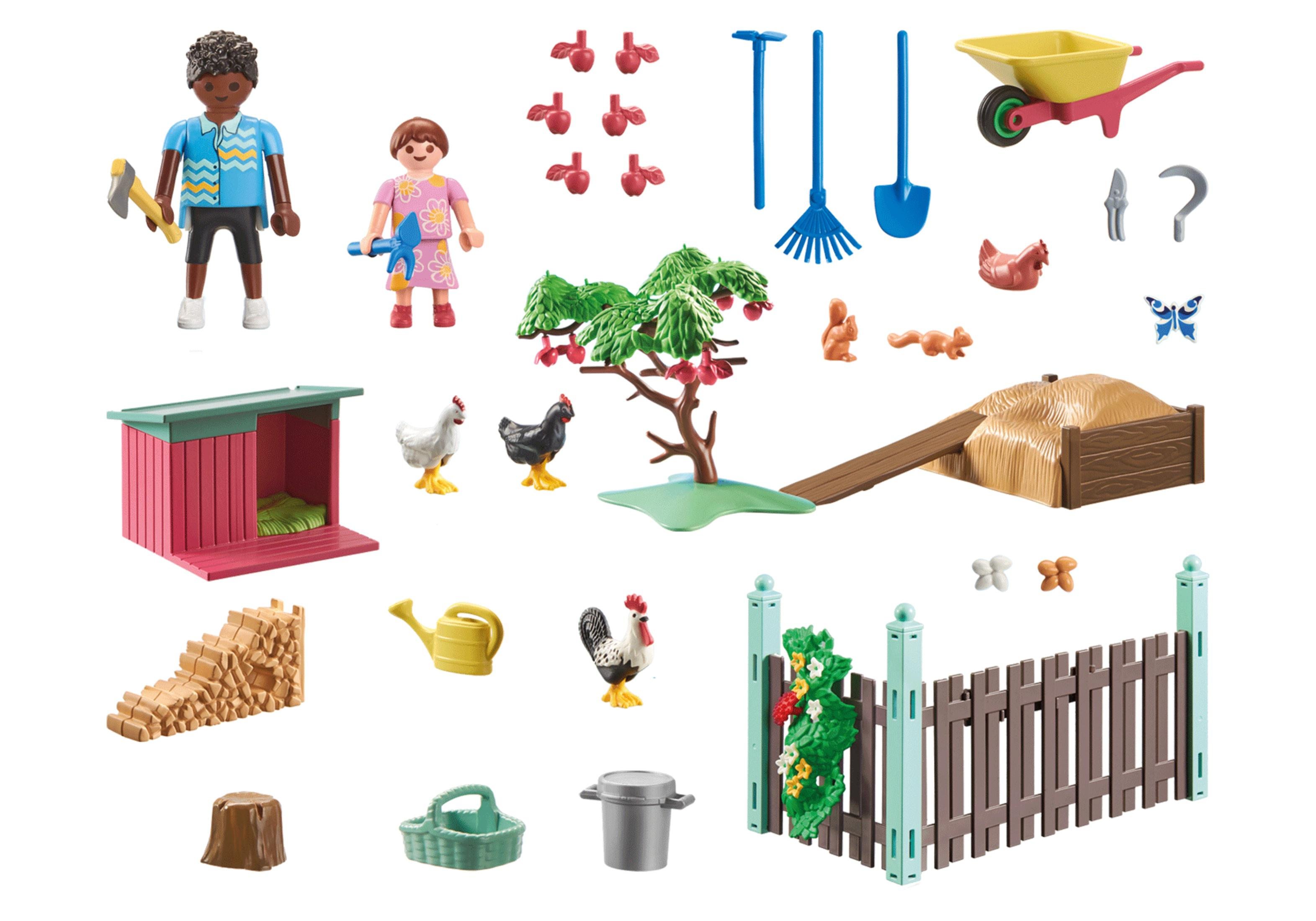 Playmobil-Bauernhof-Set mit Figuren, Tieren und Zubehör.