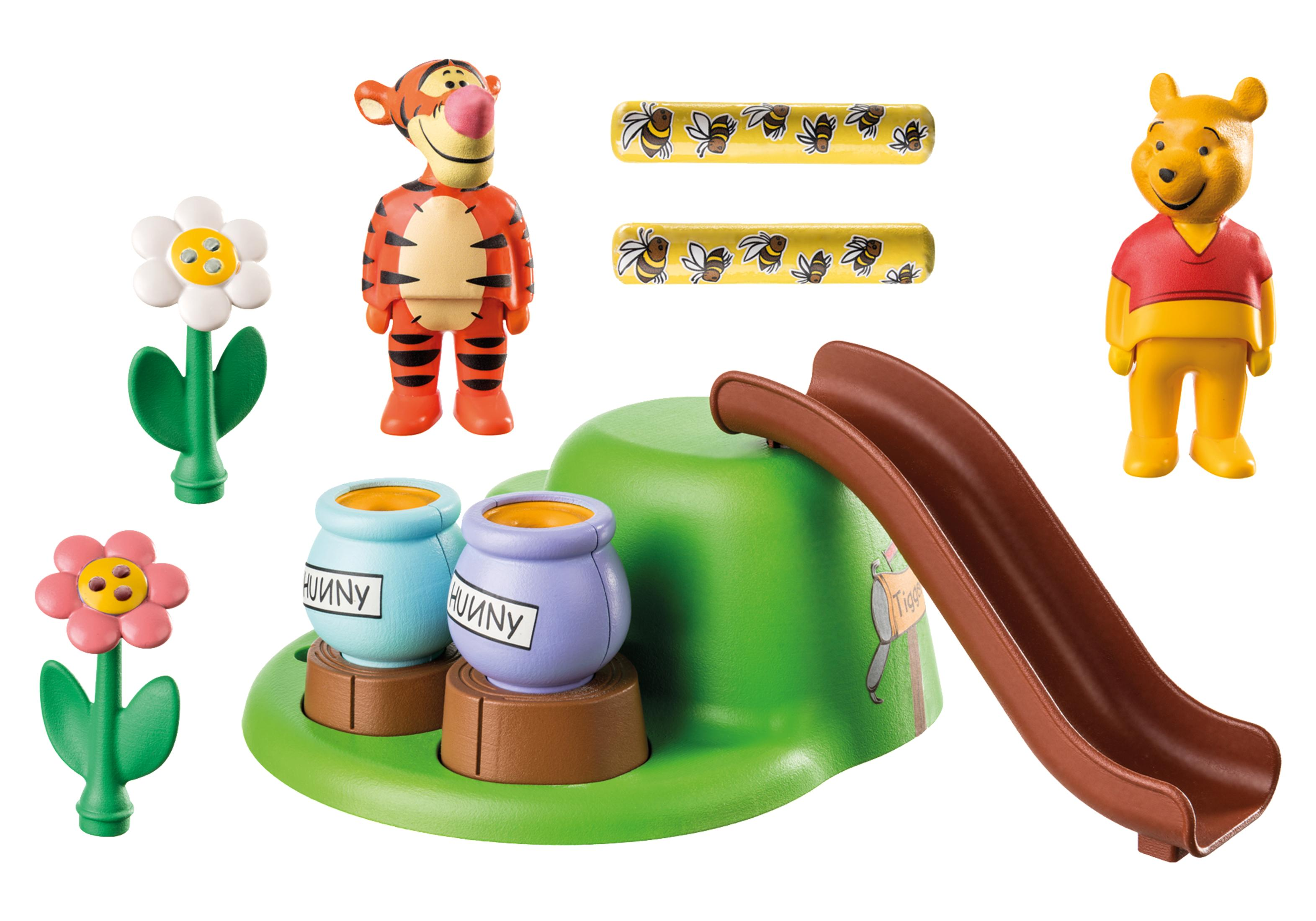 Playmobil Winnie the Pooh Set mit Figuren, Rutsche und Honigtöpfen.