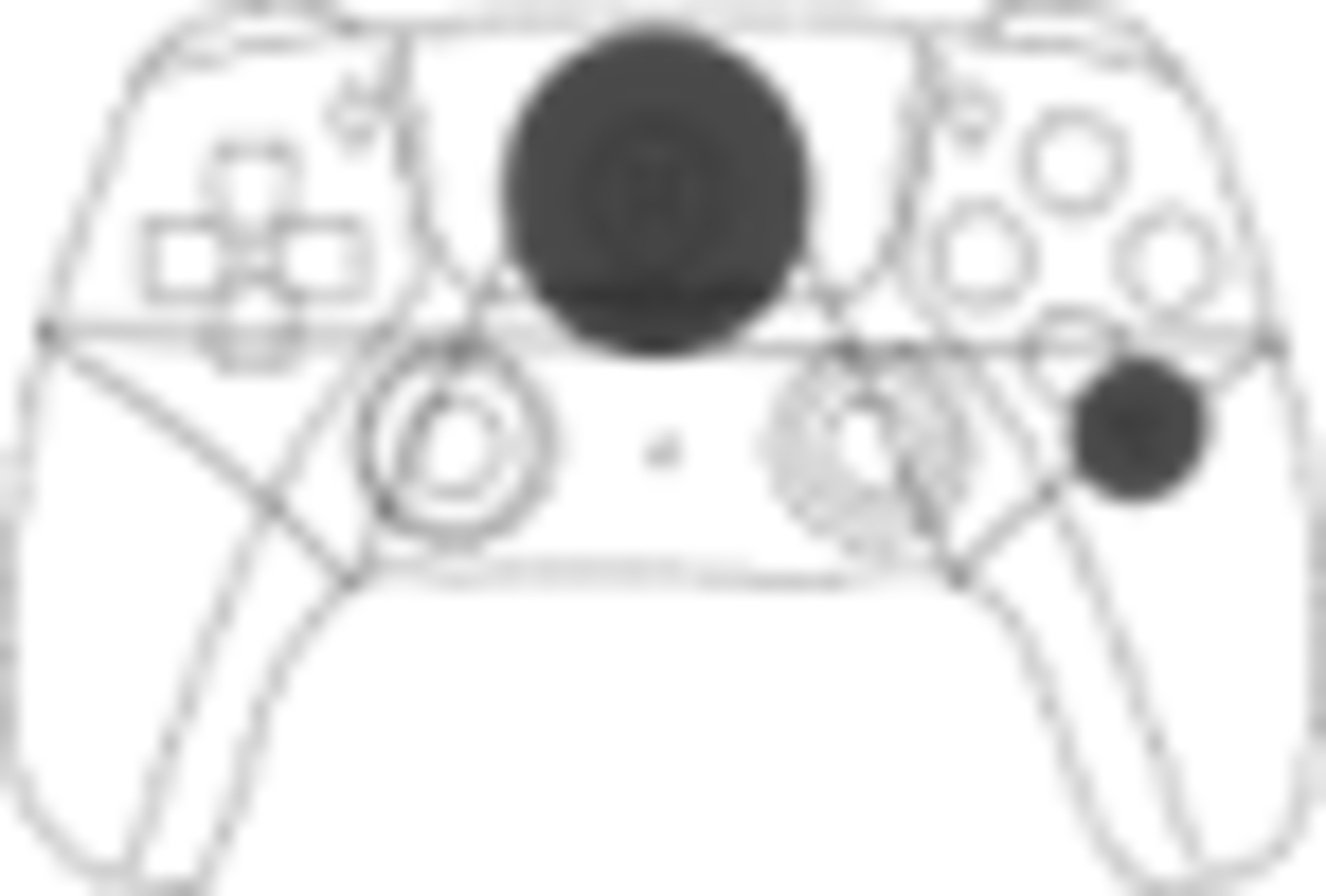 Zarys kontrolera. Biały rysunek linii kontrolera gier z centralnym przyciskiem i przyciskami kierunkowymi.