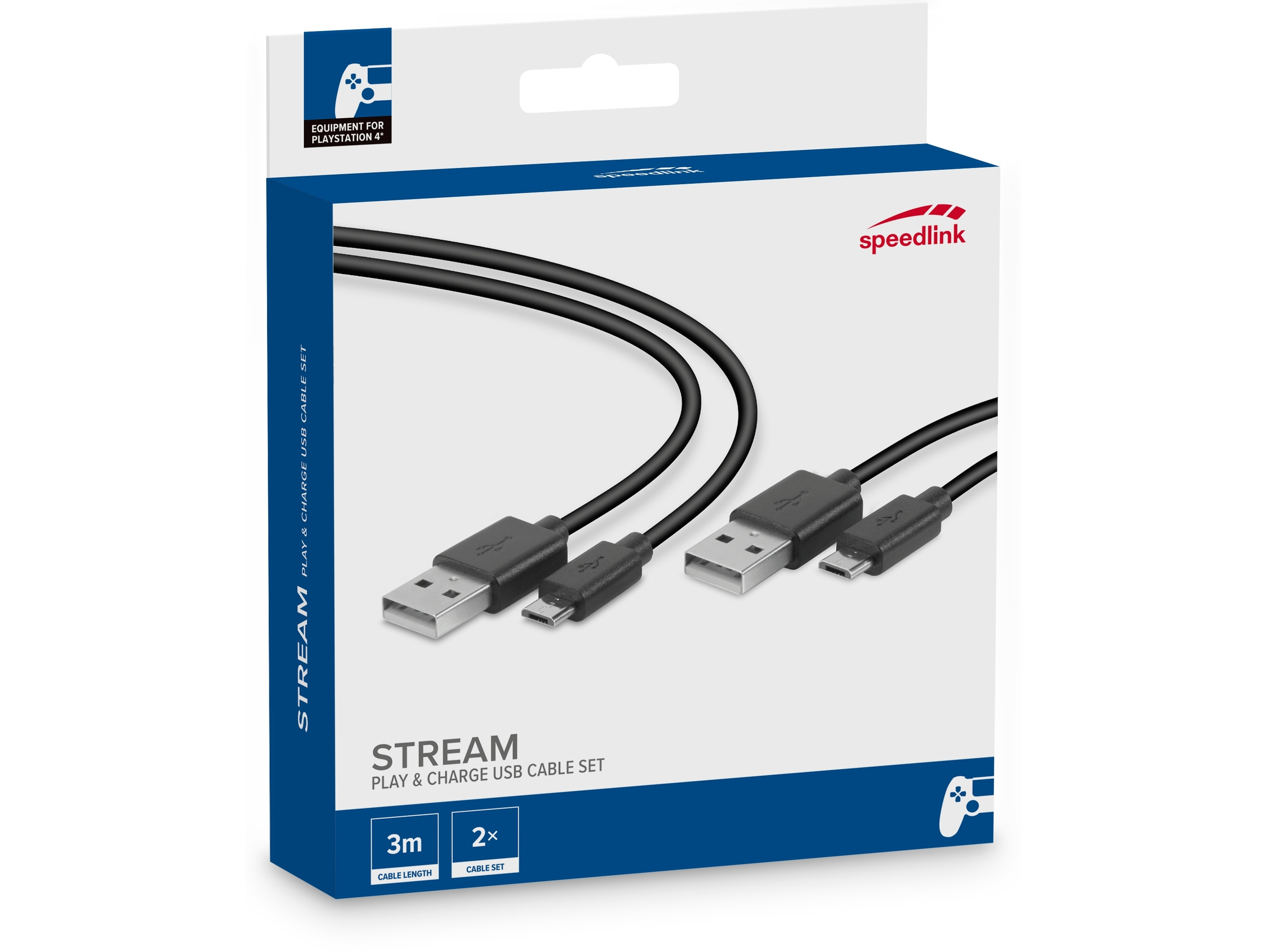 PlayStation USB-kabels in een verpakking.