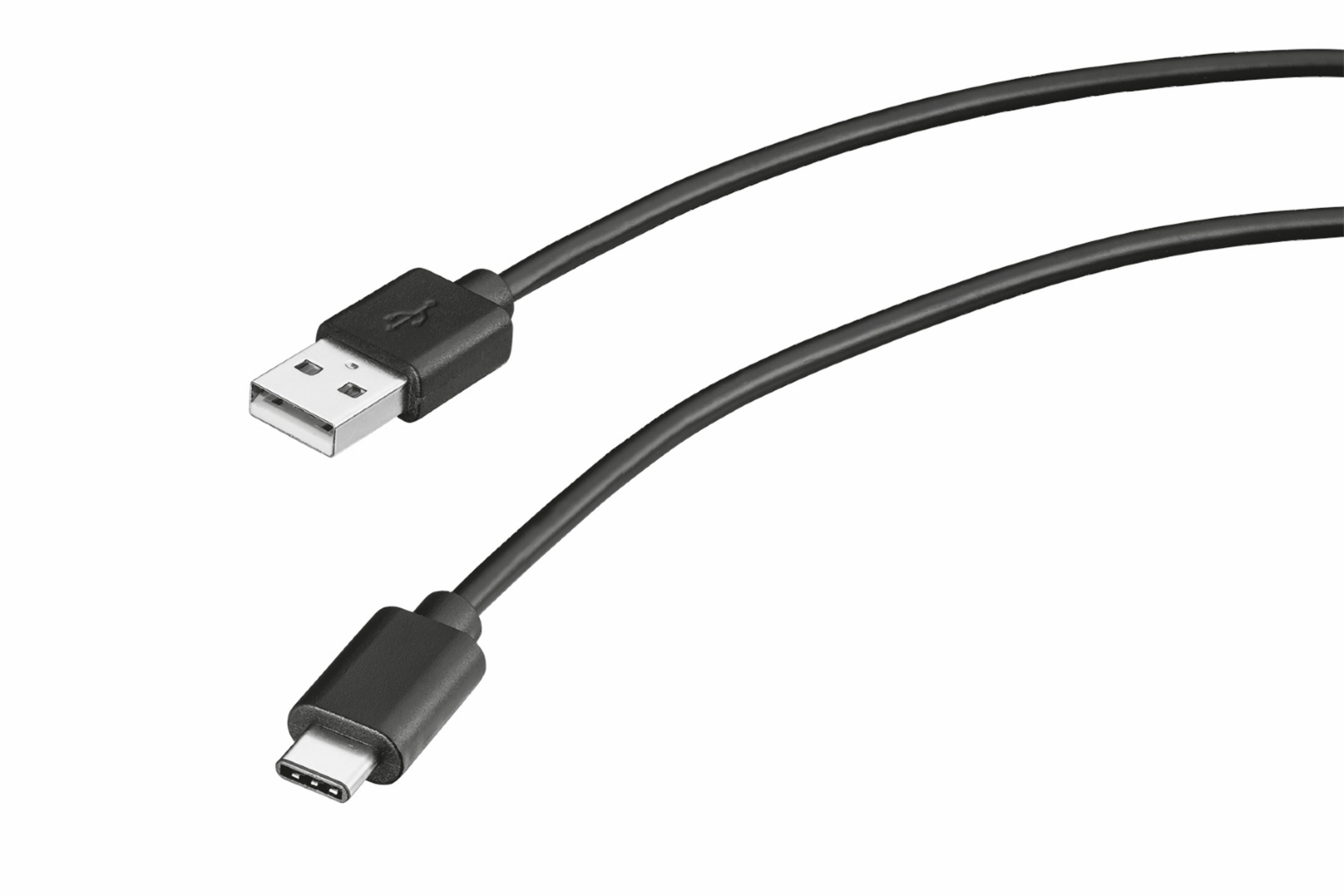 Due cavi USB neri: uno con un connettore USB-A, l'altro con un connettore USB-C.