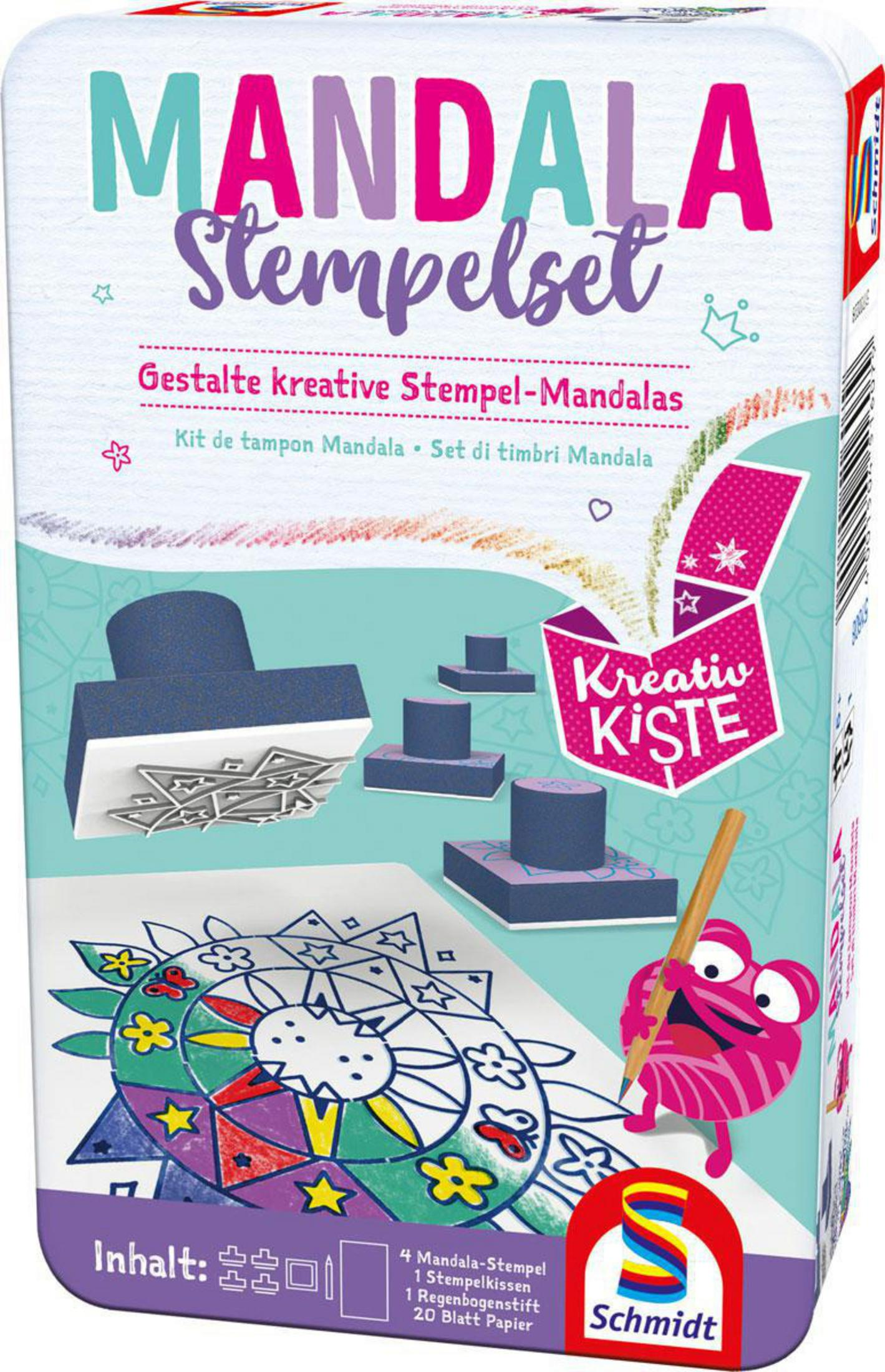 Mandala Stempelset-Box. Enthält Stempel, Stempelkissen und ein Heft für Mandala-Kunst.