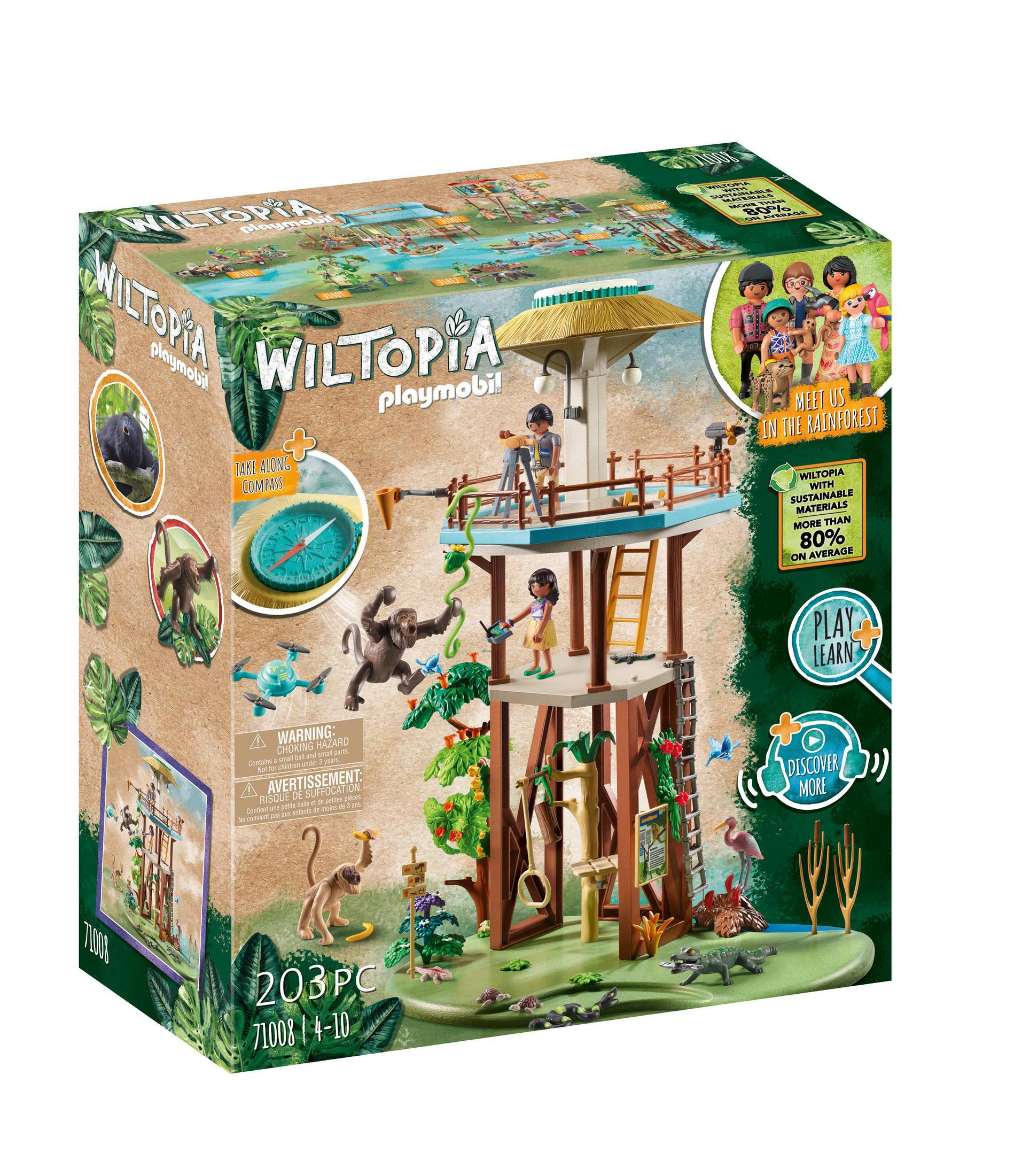 Zestaw Playmobil Wiltopia ze sceną lasu deszczowego i postaciami.