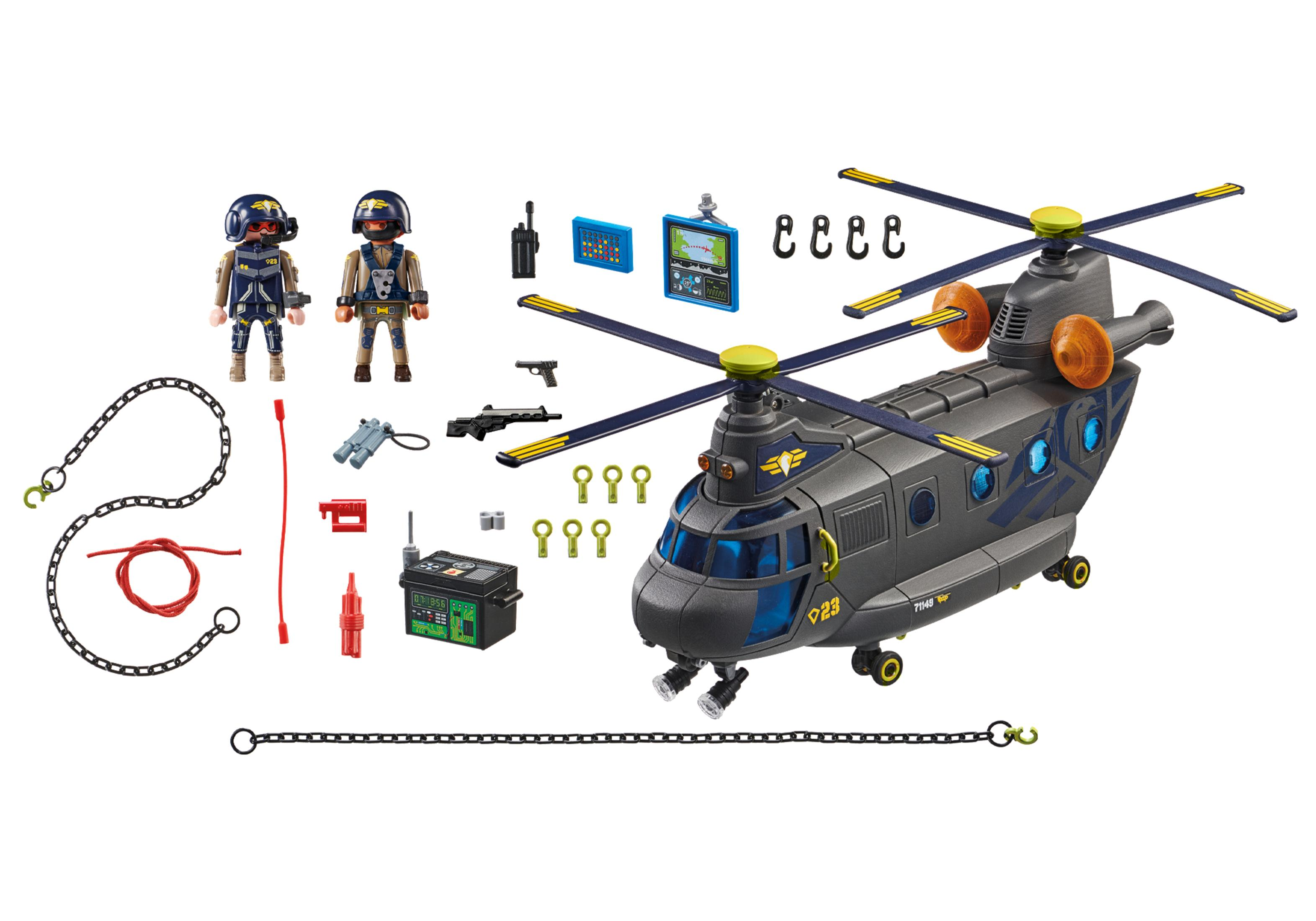 Playmobil Spielzeug-Hubschrauber-Set mit Figuren und Zubehör.