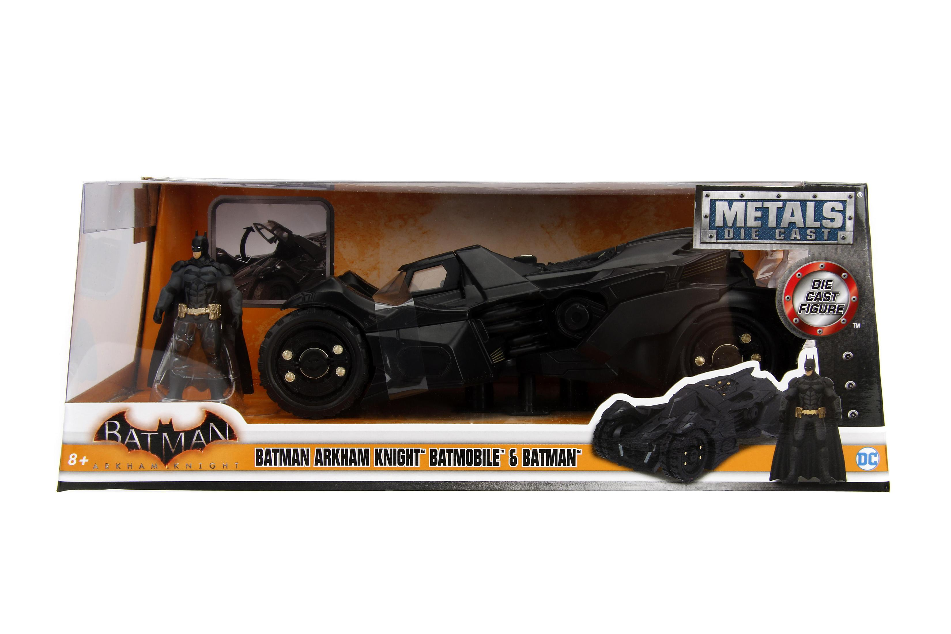 Batman Arkham Knight Batmobile Spielzeugset mit Batman-Figur in einer Box.