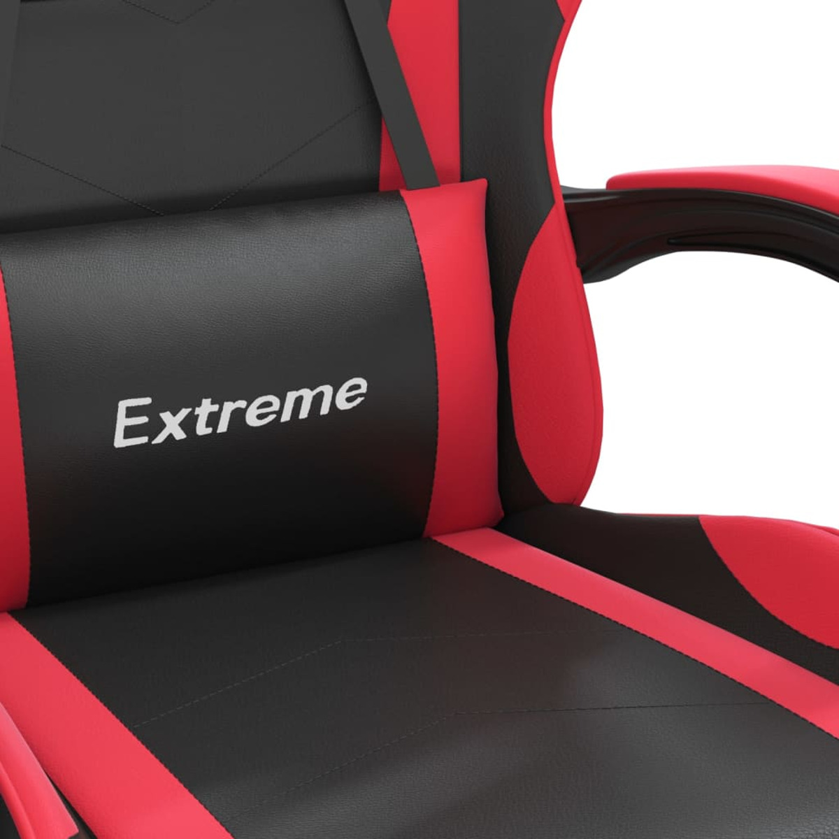 Ein roter und schwarzer Gaming-Stuhl mit dem Wort 'Extreme' auf der Kopfstütze.