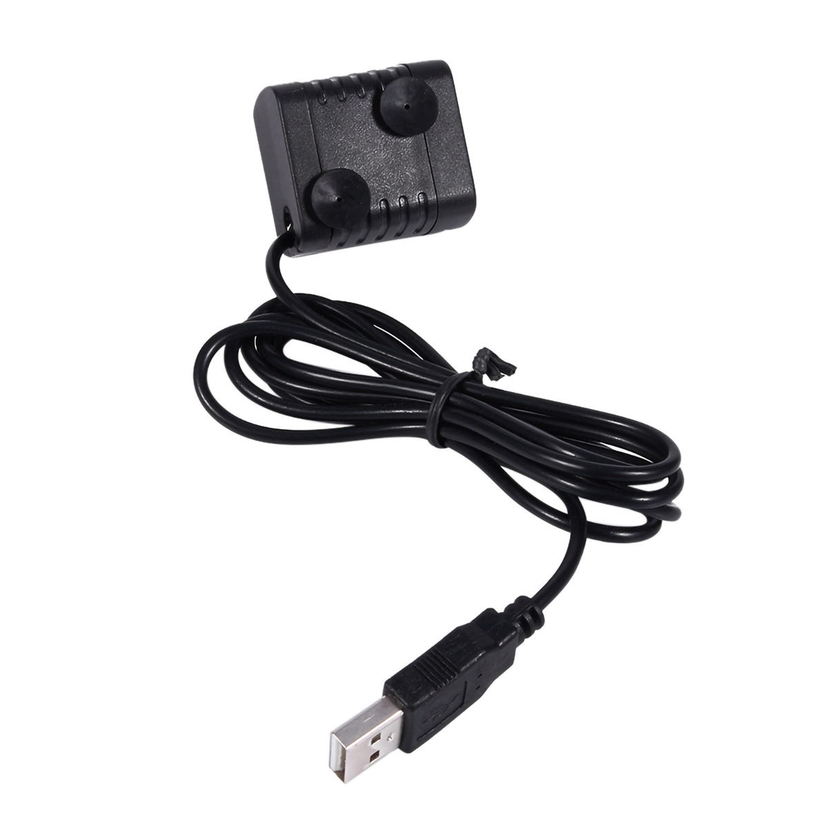 Eine schwarze USB-betriebene Springbrunnenpumpe mit einem schwarzen Kabel und einem USB-Anschluss.