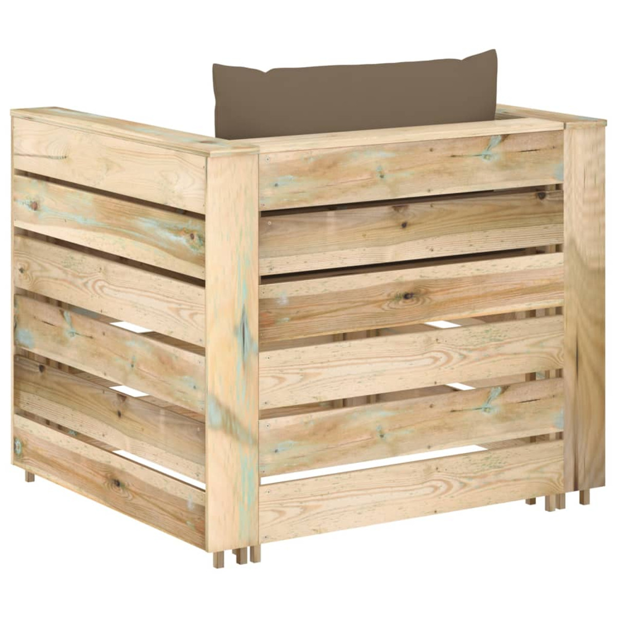 Sedia in legno per esterni con cuscino, doghe in legno.