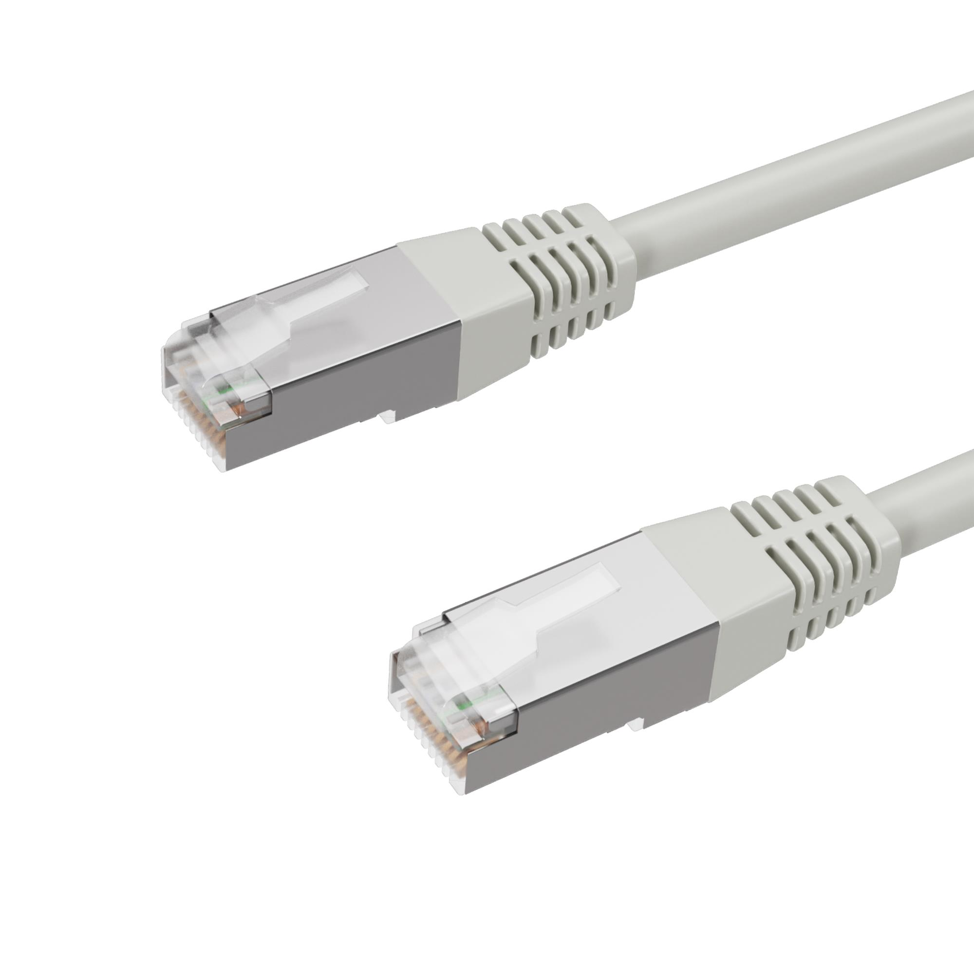 Zwei graue Ethernet-Kabel mit Steckern.