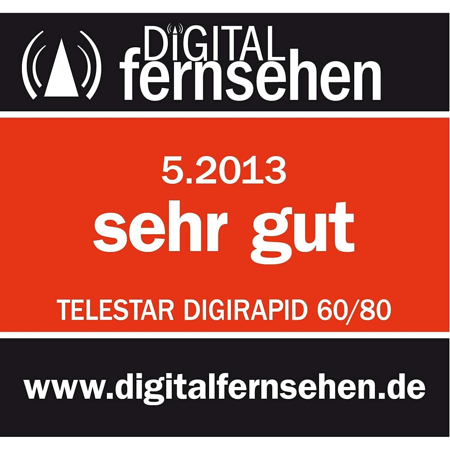 Roter und schwarzer Zeitschriftenumschlag mit Text 'sehr gut' und 'DIGITAL fernsehen'.