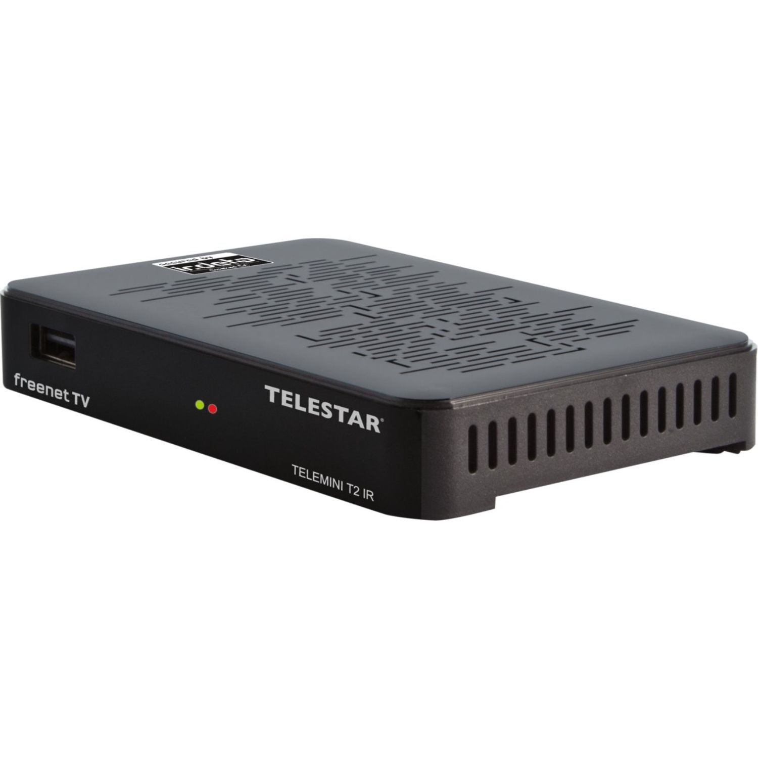 Schwarzer digitaler TV-Receiver mit dem Wort TELSTAR.