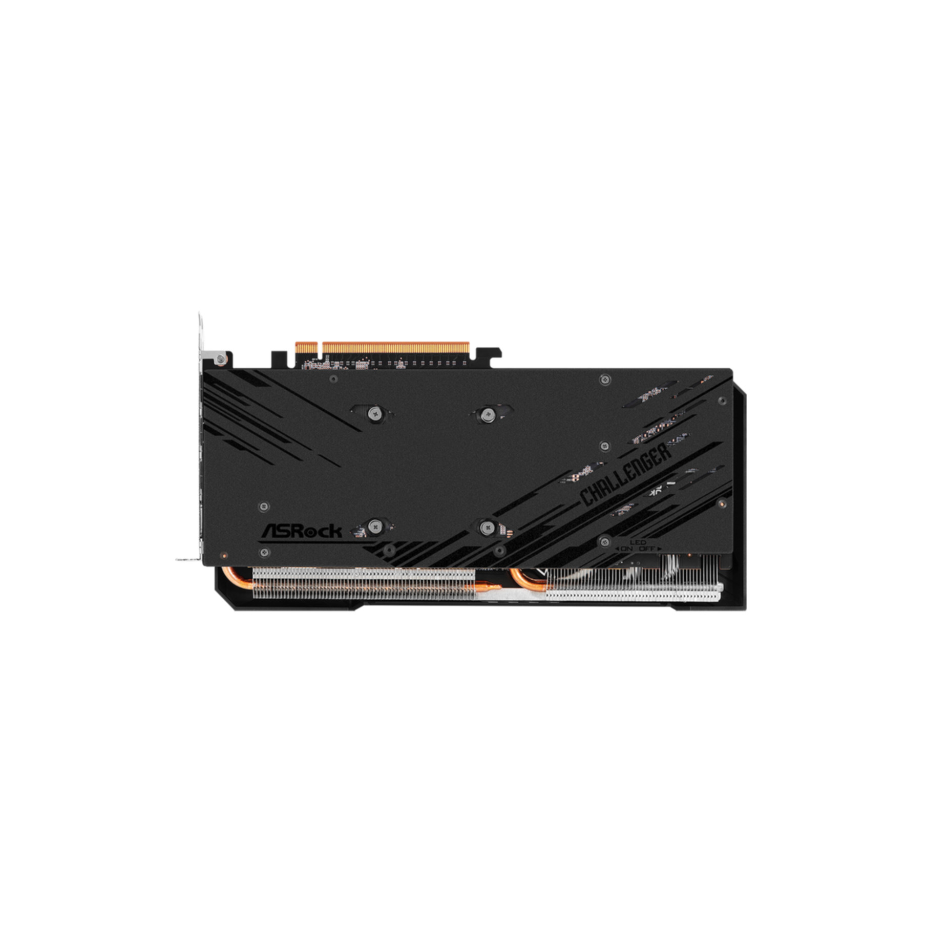 Tarjeta gráfica negra con las palabras Challenger y ASRock.