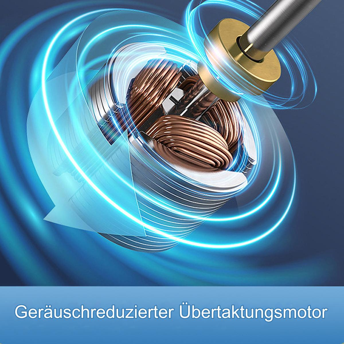 Nahaufnahme der inneren Komponenten eines Motors. Kupferspulen, ein Messingteil und eine Metallwelle sind sichtbar.