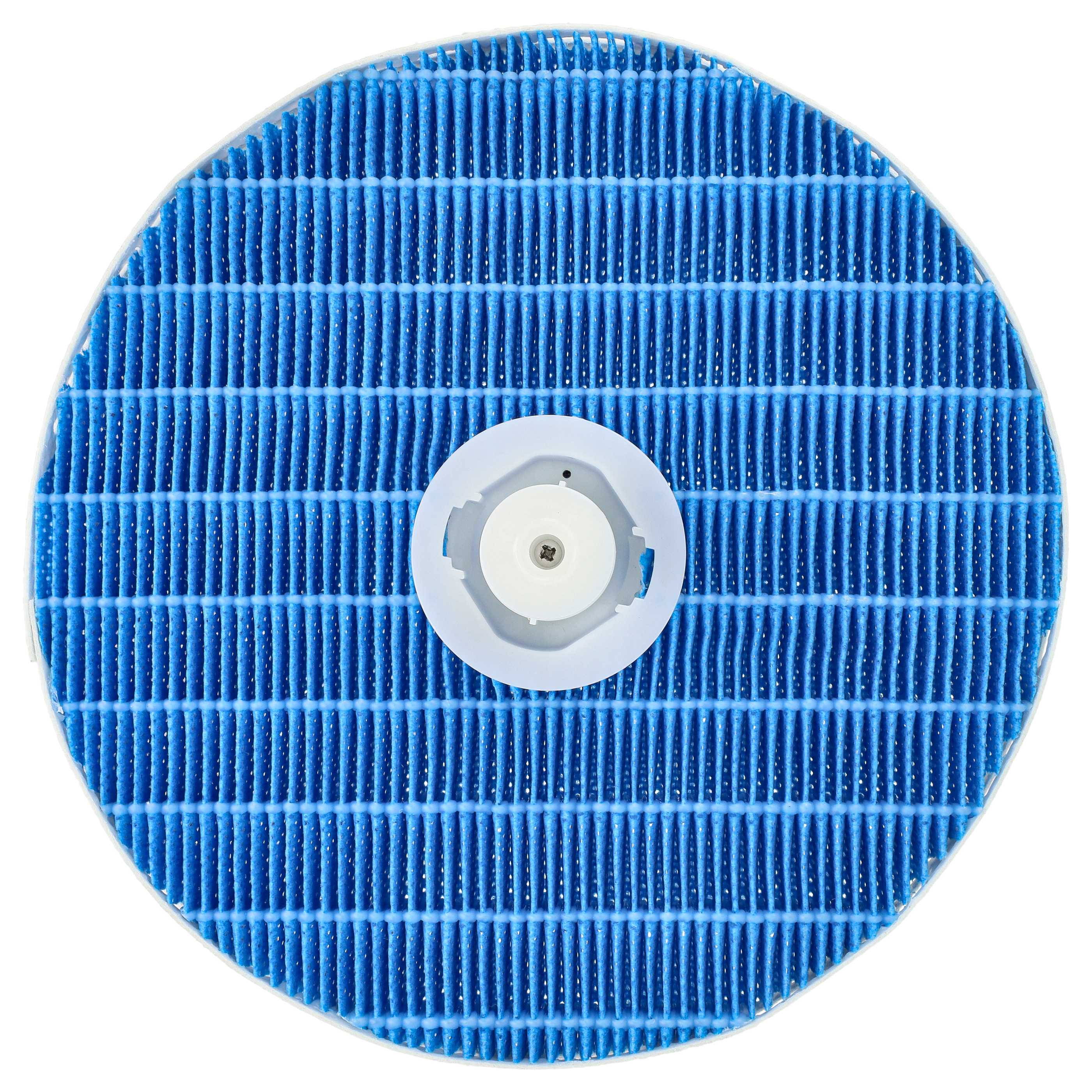 Runder blauer Filter. Blaues Netzmuster. Weißes kreisförmiges Zentrum. Zur Luftfilterung.