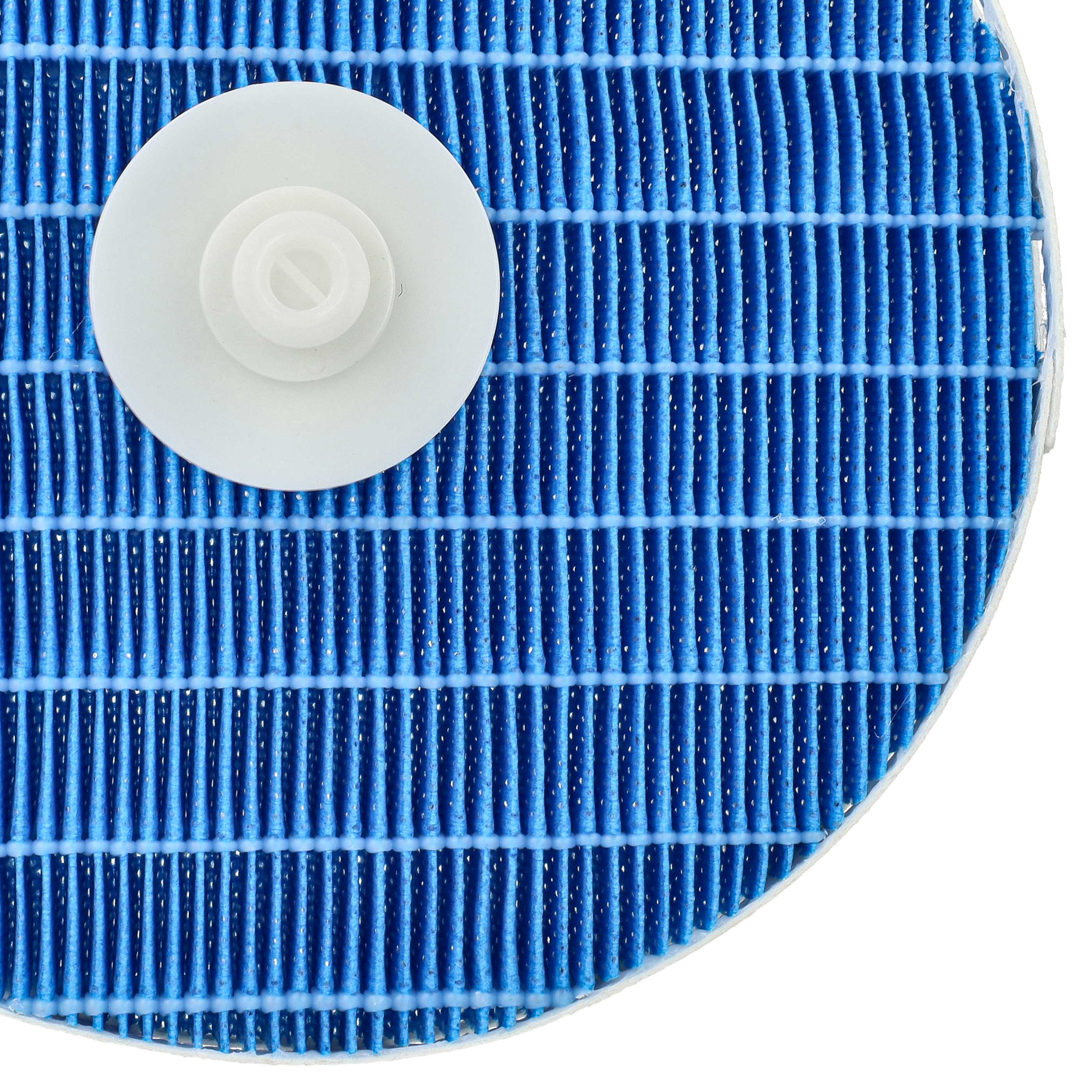 Blauer Filter mit weißem Mittelstück, Nahaufnahme, vor weißem Hintergrund.