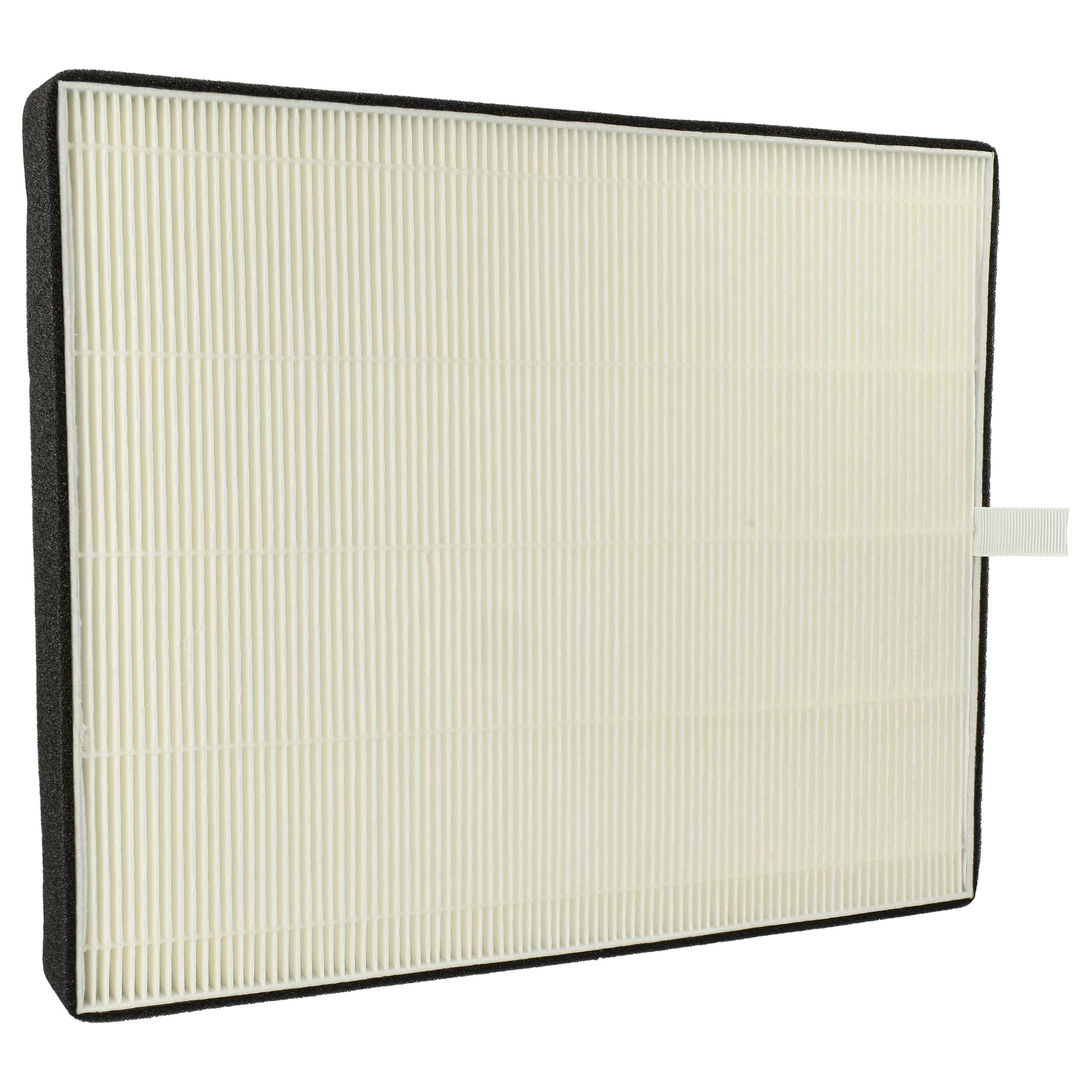 Weißer Luftfilter mit schwarzem Rahmen, aus gefaltetem Material.