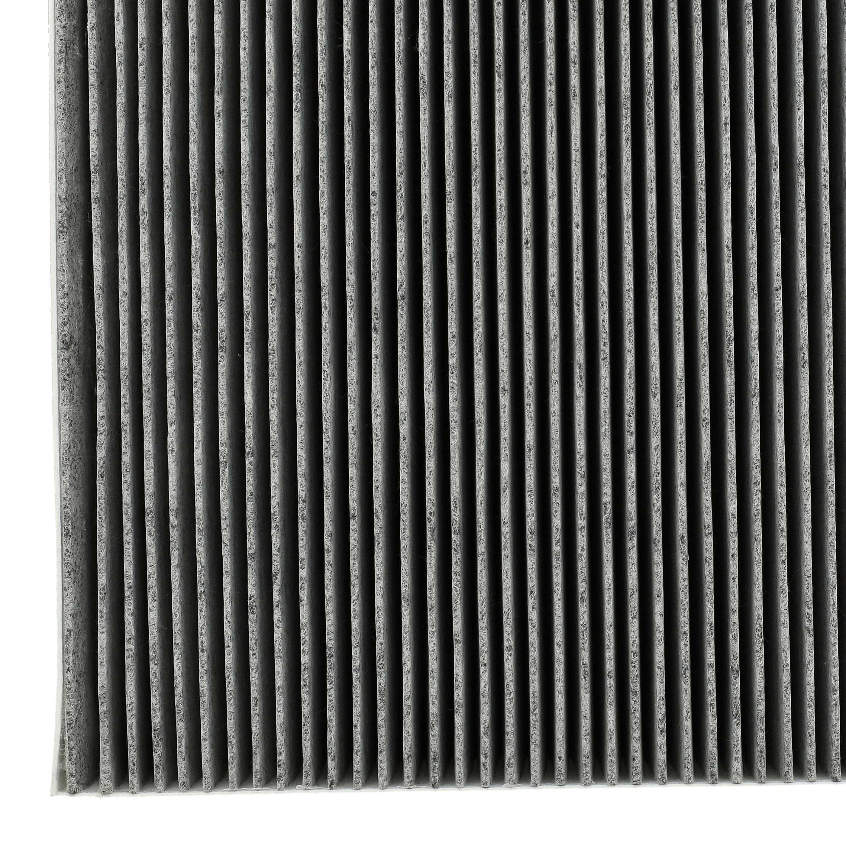 Luftfilter mit vielen vertikalen, grauen, gefalteten Paneelen.