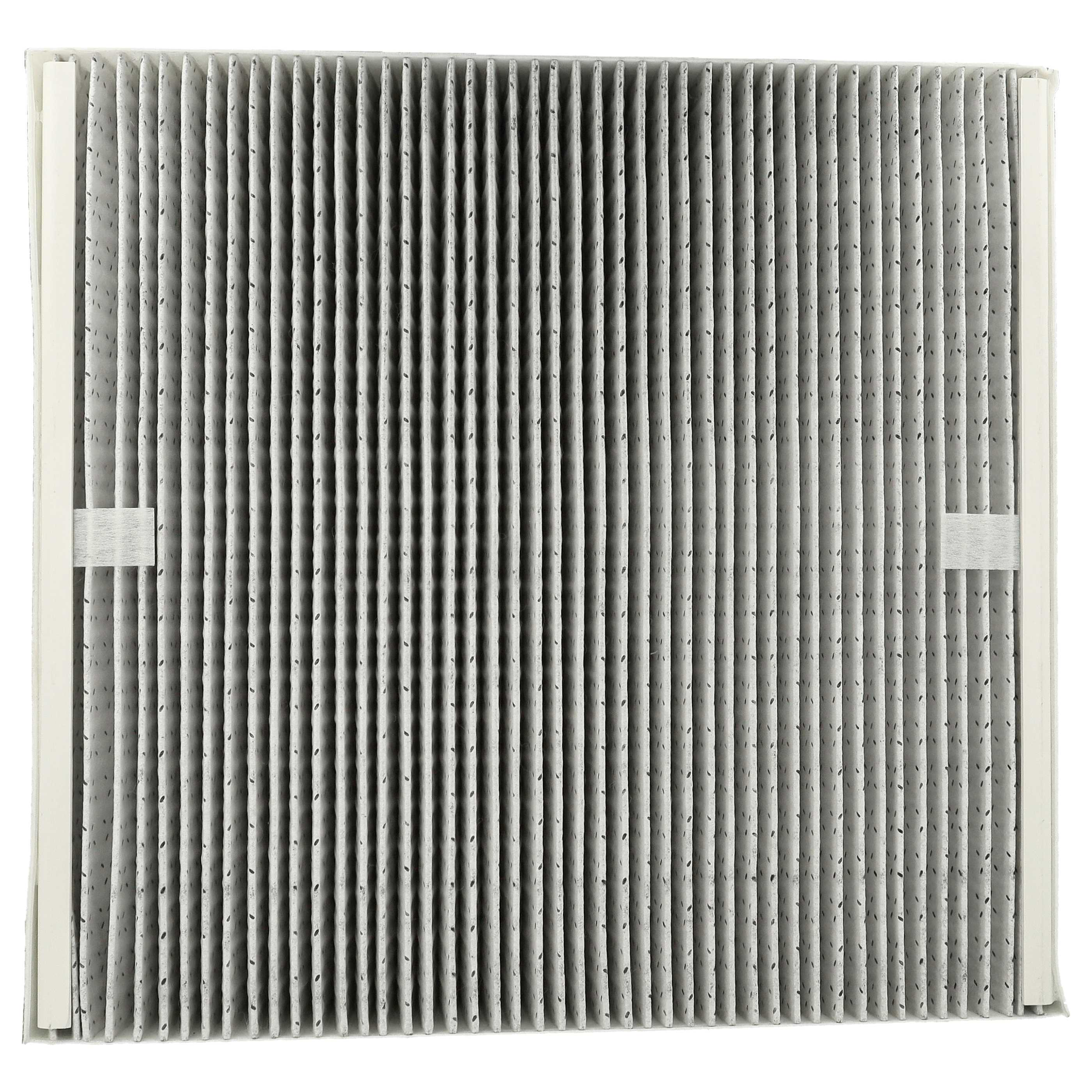 Ein rechteckiger Luftfilter mit gefaltetem Design, weißer Rahmen.
