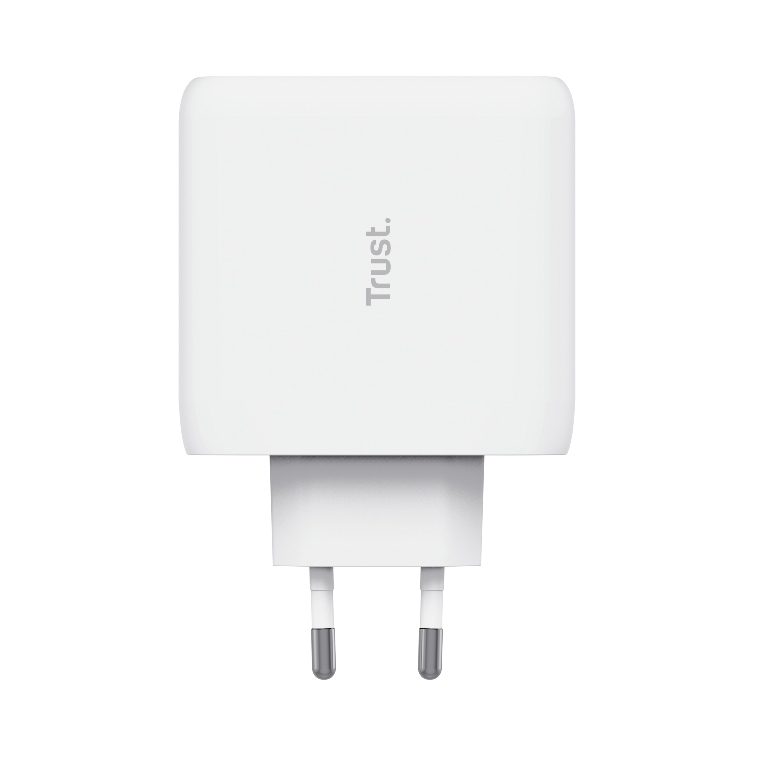 Witte Trust-oplader met twee pinnen.