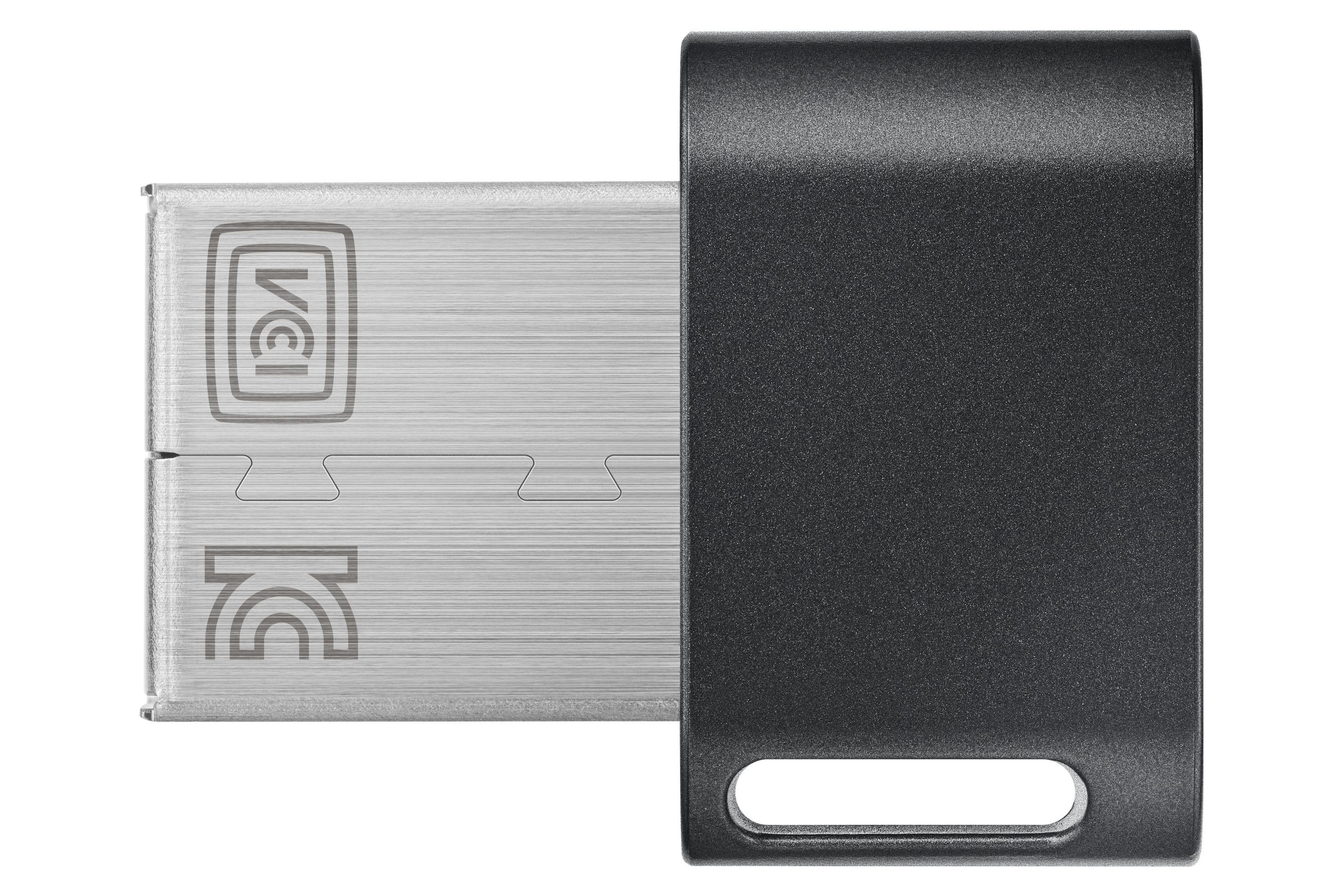 Czarny pendrive z metalowym złączem. Napęd ma oznaczenia FCC i VCI.